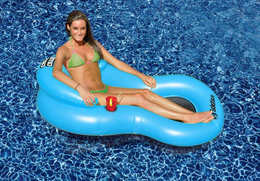 61-Inch Inflatable Blue Chill Swimming Pool Floating Lounge Chair