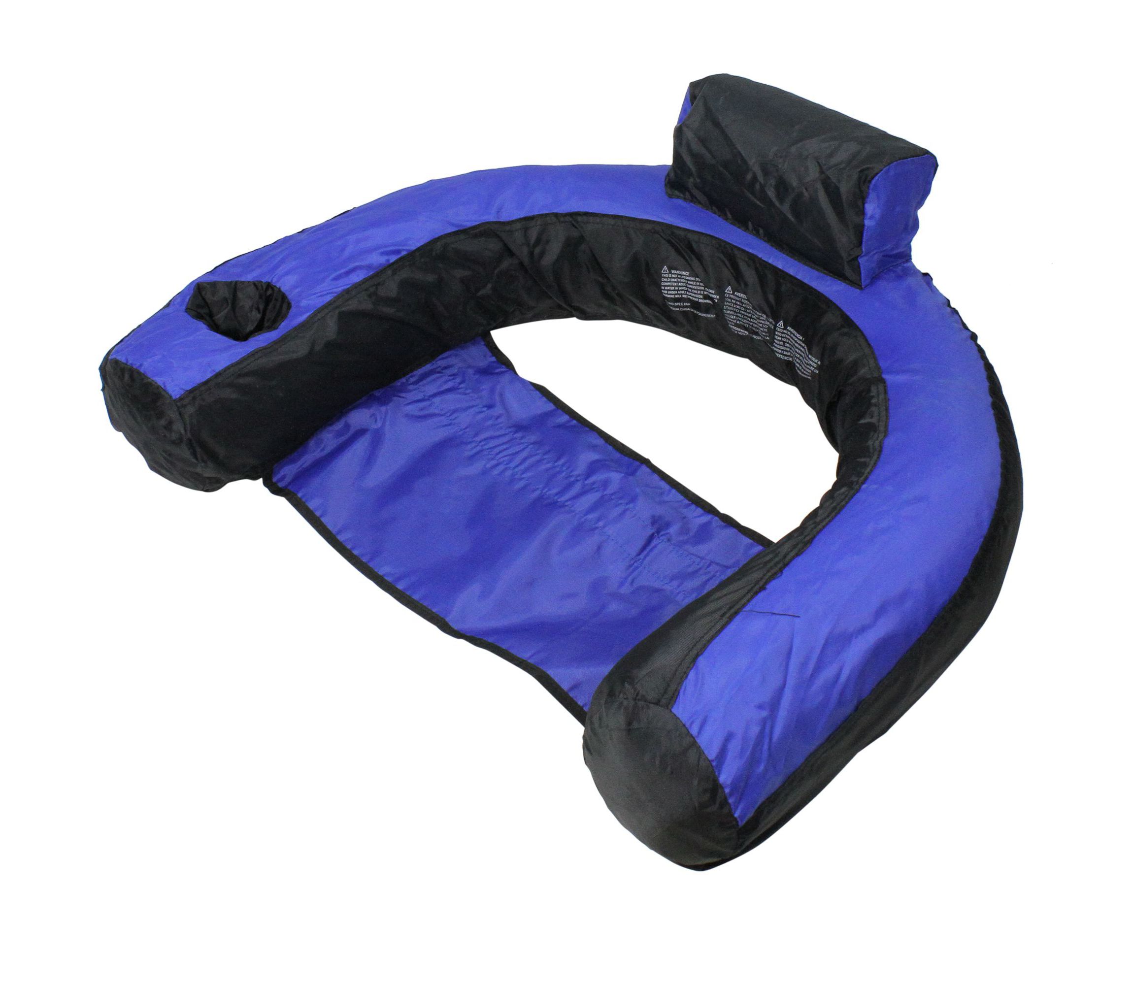 28" Inflatable Blue and Black Floating U-Seat Swimming Pool Lounger