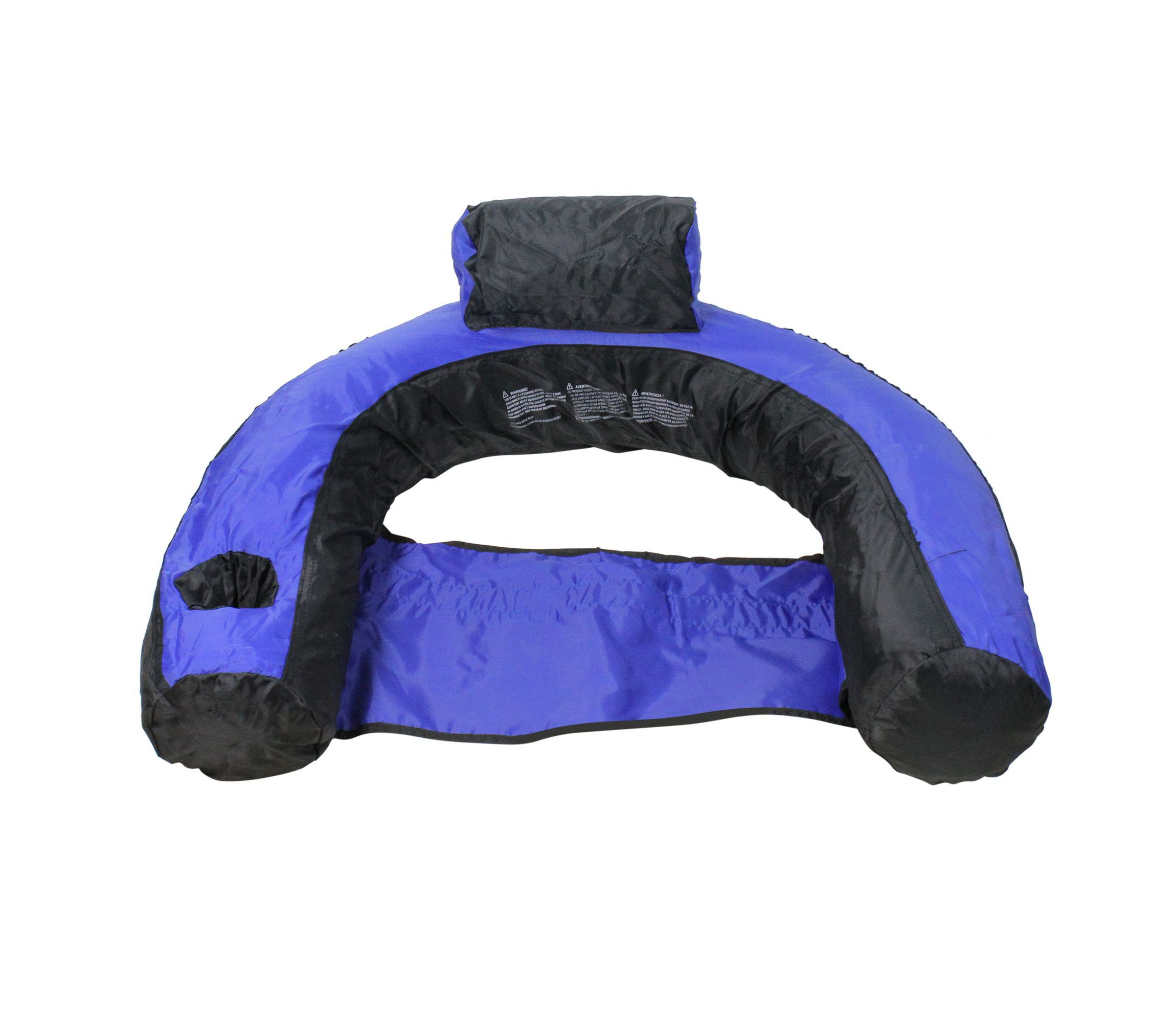 28" Inflatable Blue and Black Floating U-Seat Swimming Pool Lounger