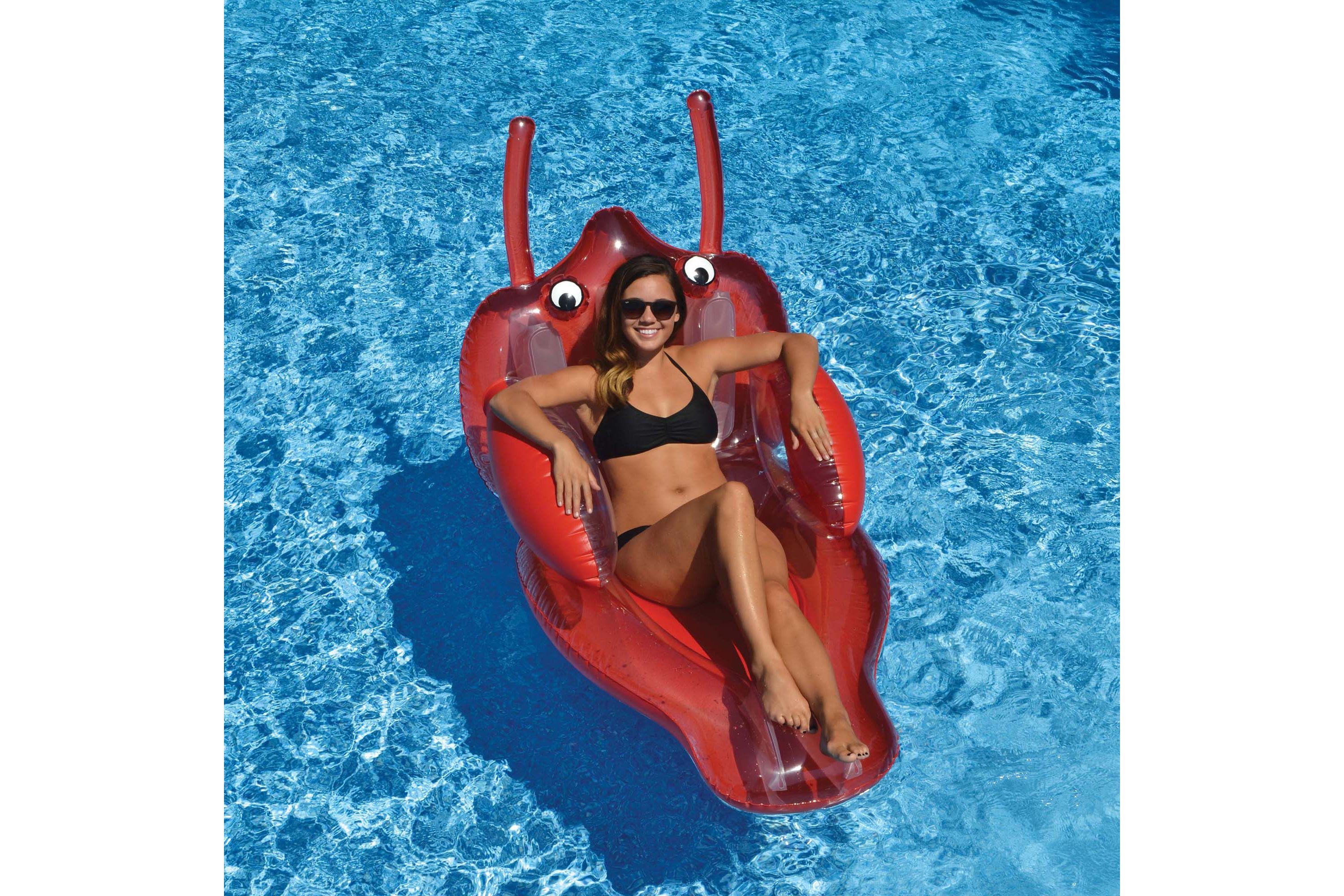58" Inflatable Red Lobster Swimming Pool Floating Lounge Raft