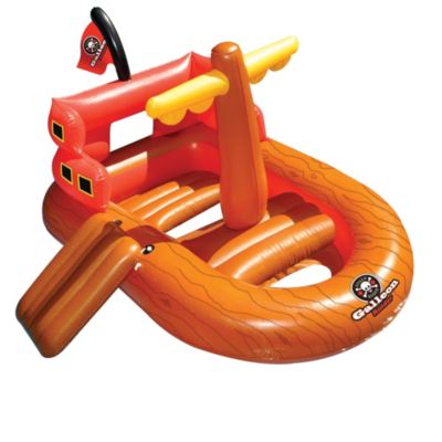 Swim Central 64" Galleon Raider Inflatable Swimming Pool Pirate Ship Floating Boat Toy
