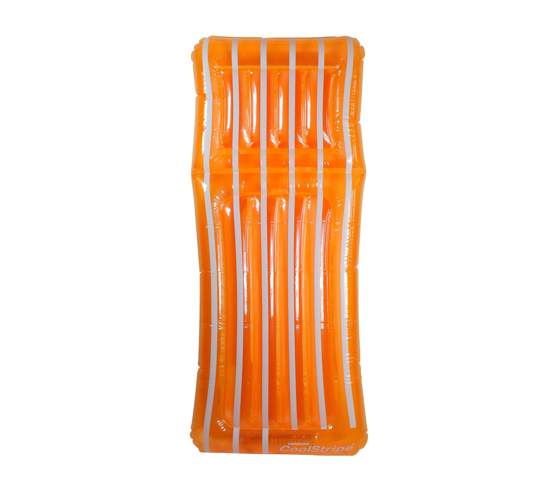 72" Inflatable Orange and White Transparent Cool Stripe Swimming Pool Mattress Float
