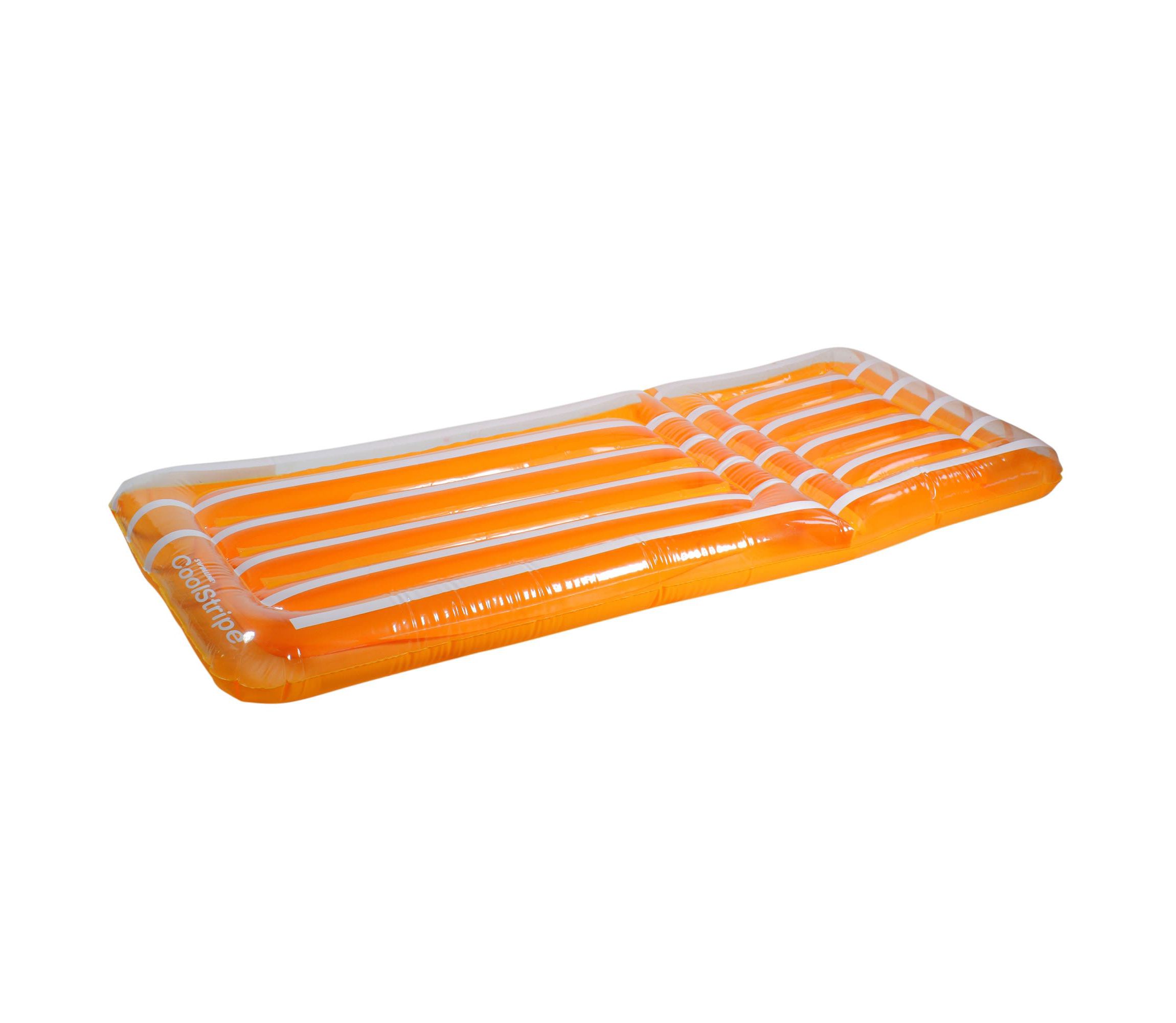 72" Inflatable Orange and White Transparent Cool Stripe Swimming Pool Mattress Float
