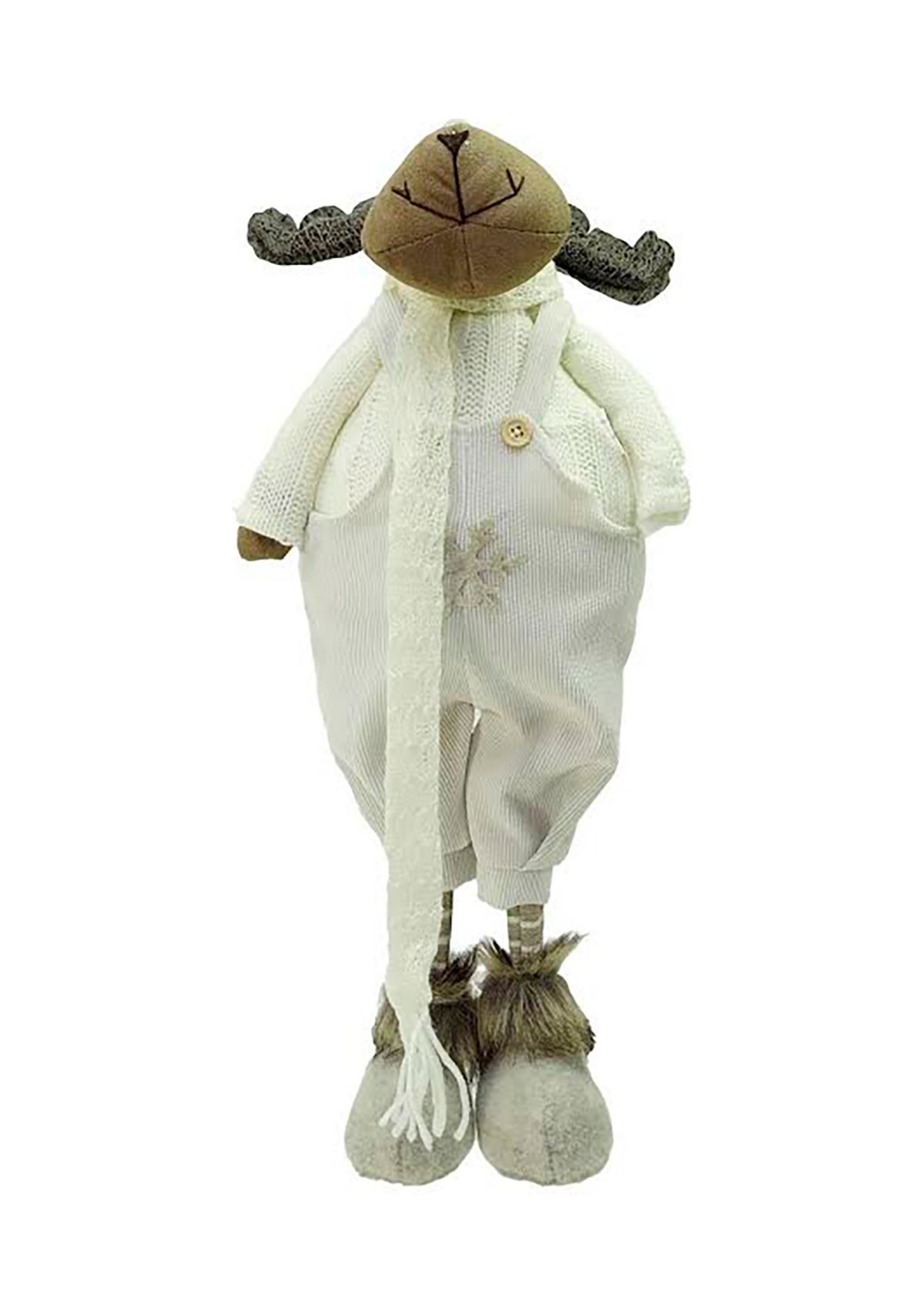 26" White and Brown Standing Boy Moose Christmas Tabletop Figure