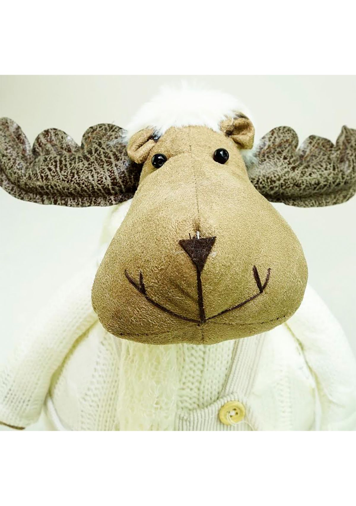 26" White and Brown Standing Boy Moose Christmas Tabletop Figure