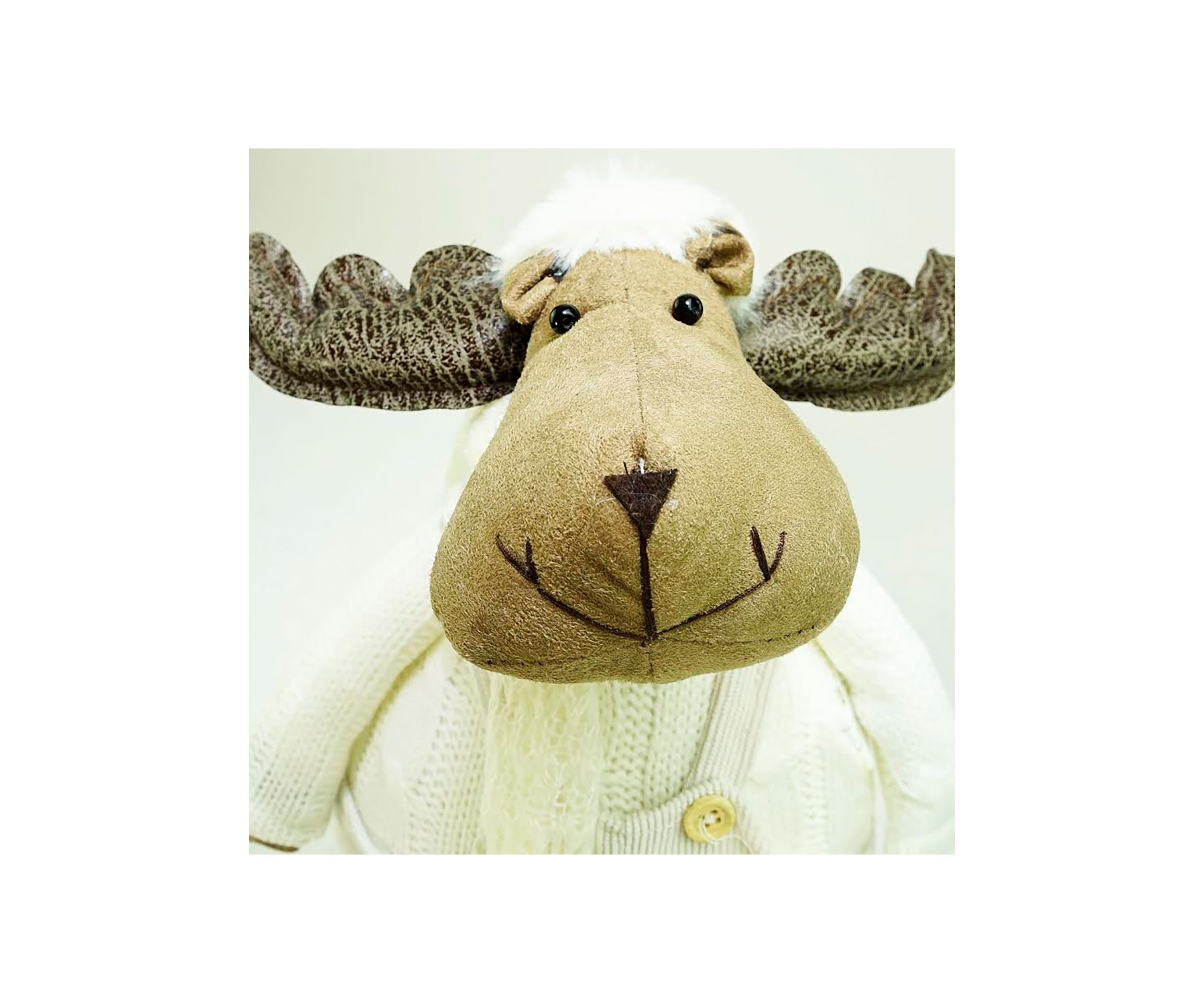 26" White and Brown Standing Boy Moose Christmas Tabletop Figure