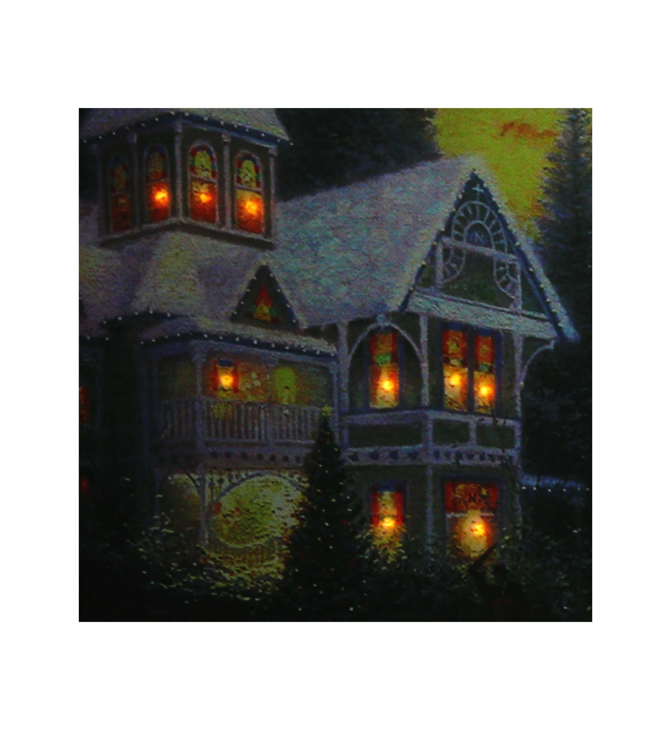 LED Lighted Victorian Christmas at Sunset Canvas Wall Art 15.75Inch x 19.5Inch