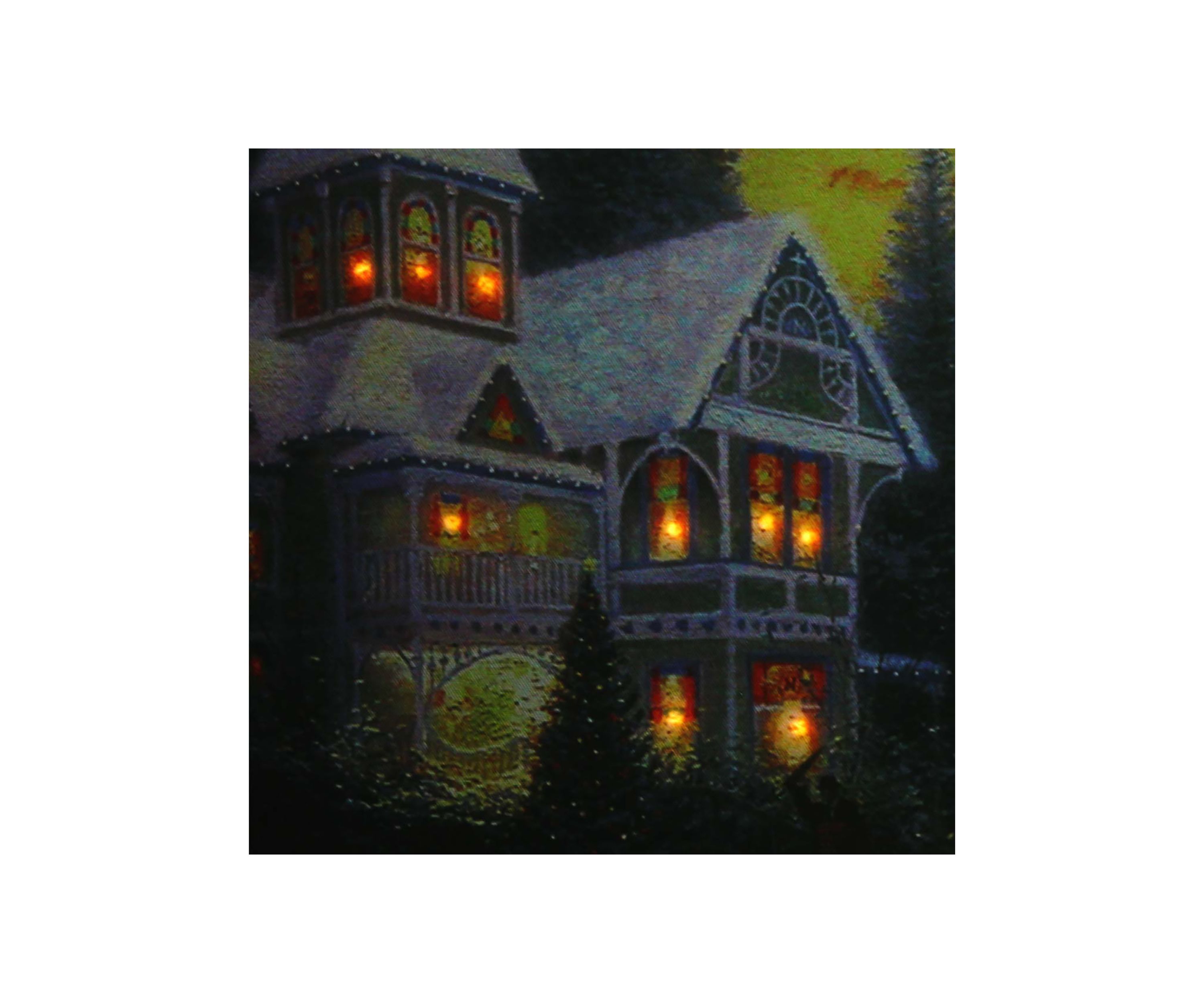 LED Lighted Victorian Christmas at Sunset Canvas Wall Art 15.75Inch x 19.5Inch