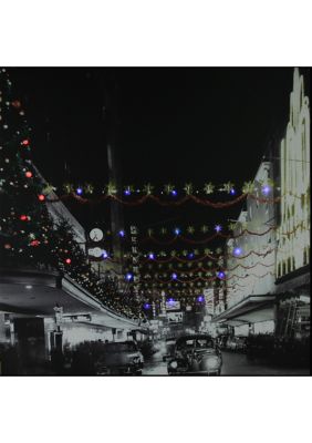 LED Lighted Christmas on Main Street in Pittsburgh Canvas Wall Art 19.75Inch x 19.75Inch