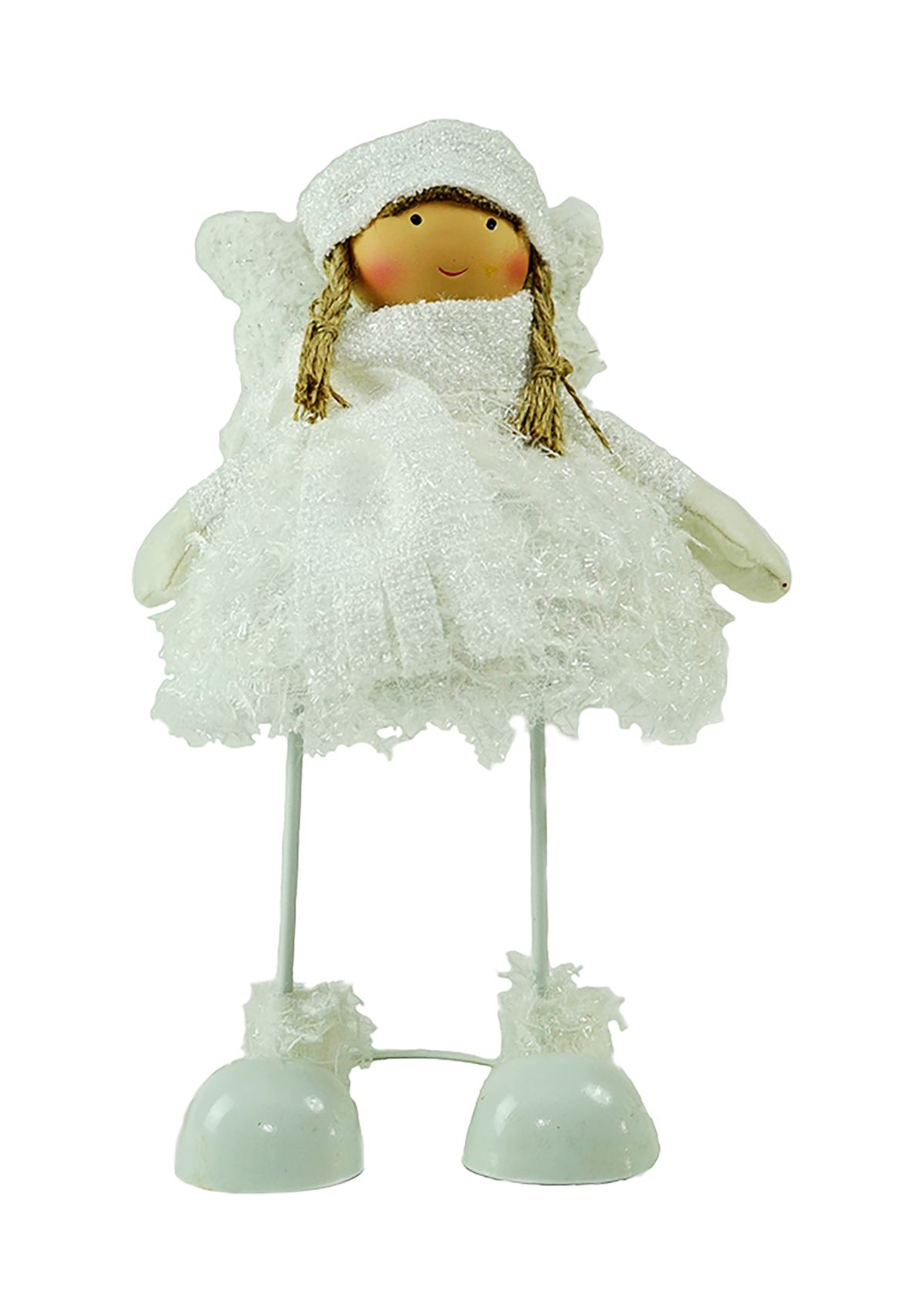 24Inch Snowy Woodlands Plush White Angel Bobble Girl Christmas Figure