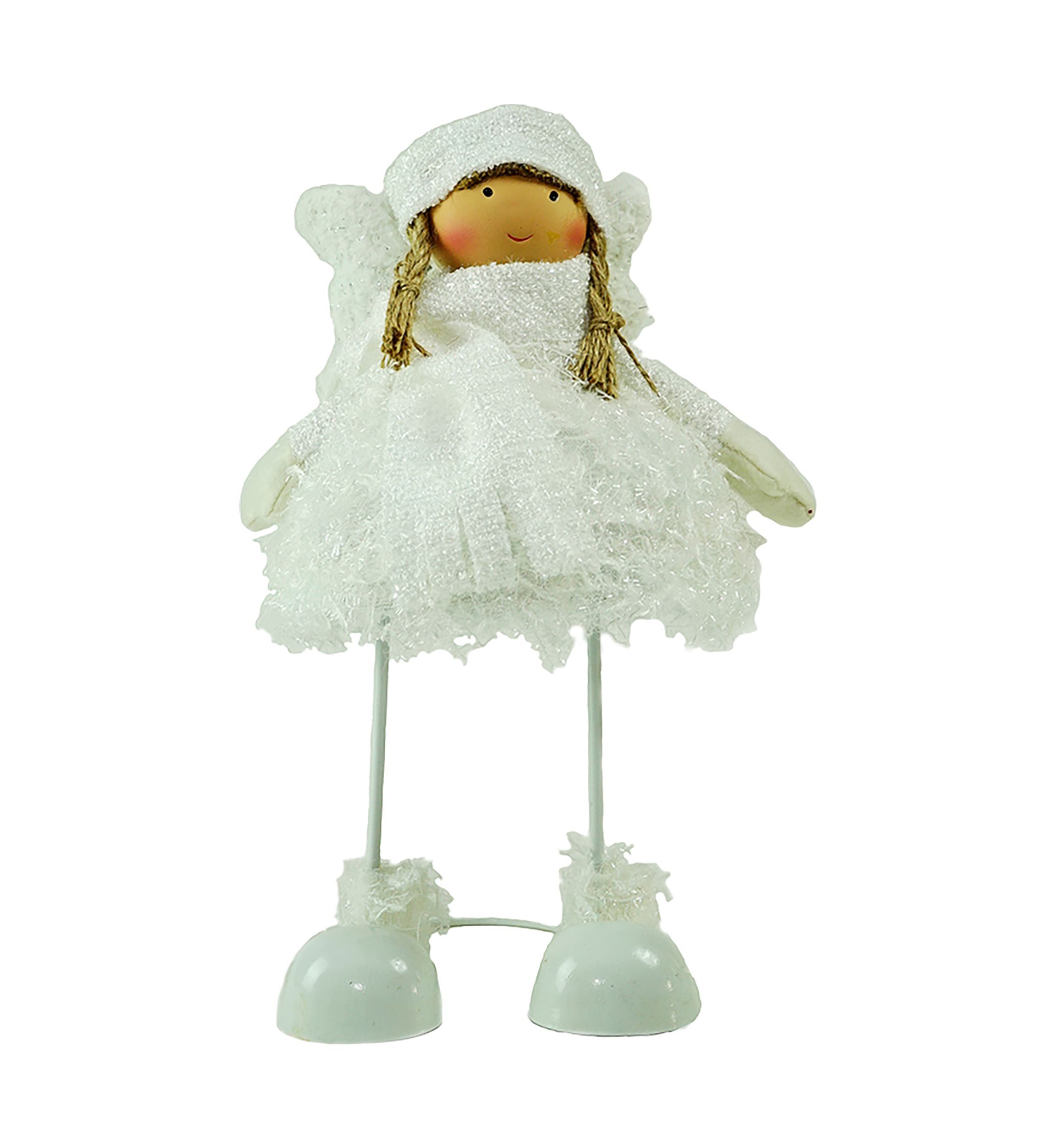 24Inch Snowy Woodlands Plush White Angel Bobble Girl Christmas Figure