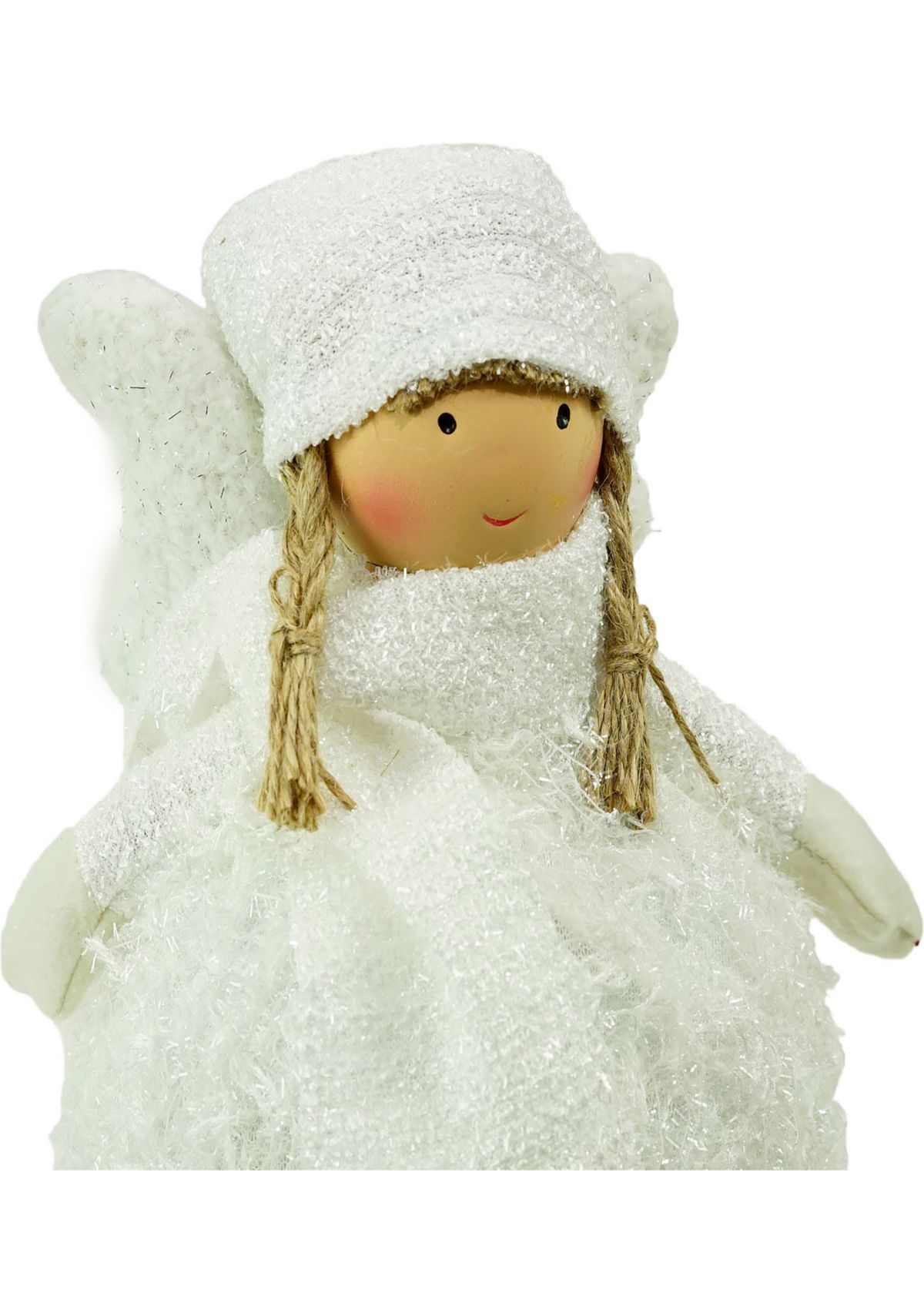 24Inch Snowy Woodlands Plush White Angel Bobble Girl Christmas Figure