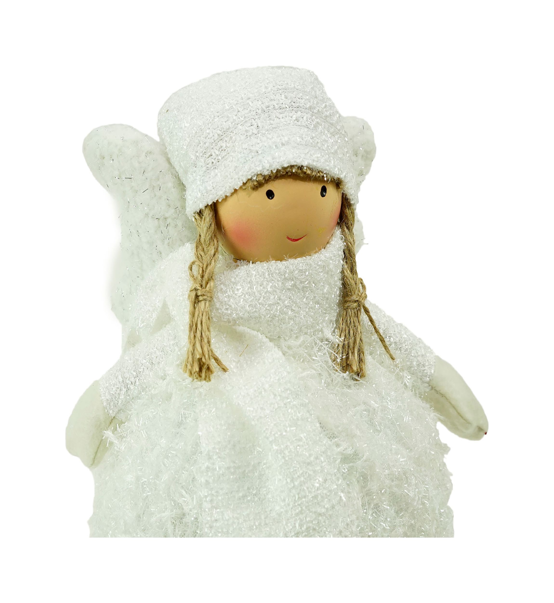 24Inch Snowy Woodlands Plush White Angel Bobble Girl Christmas Figure
