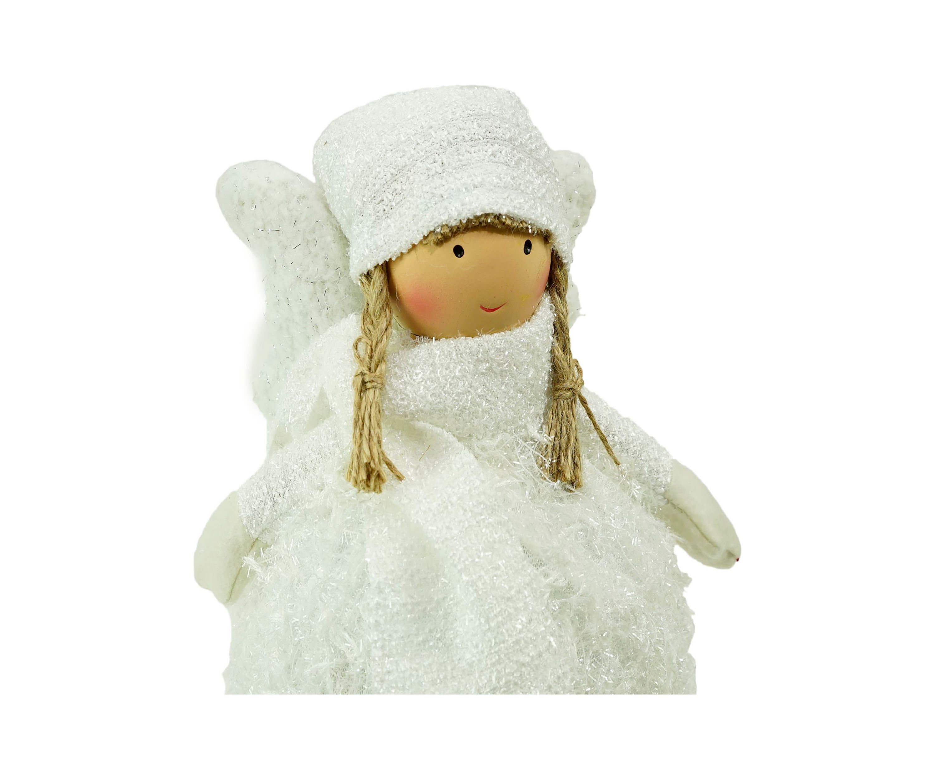 24Inch Snowy Woodlands Plush White Angel Bobble Girl Christmas Figure