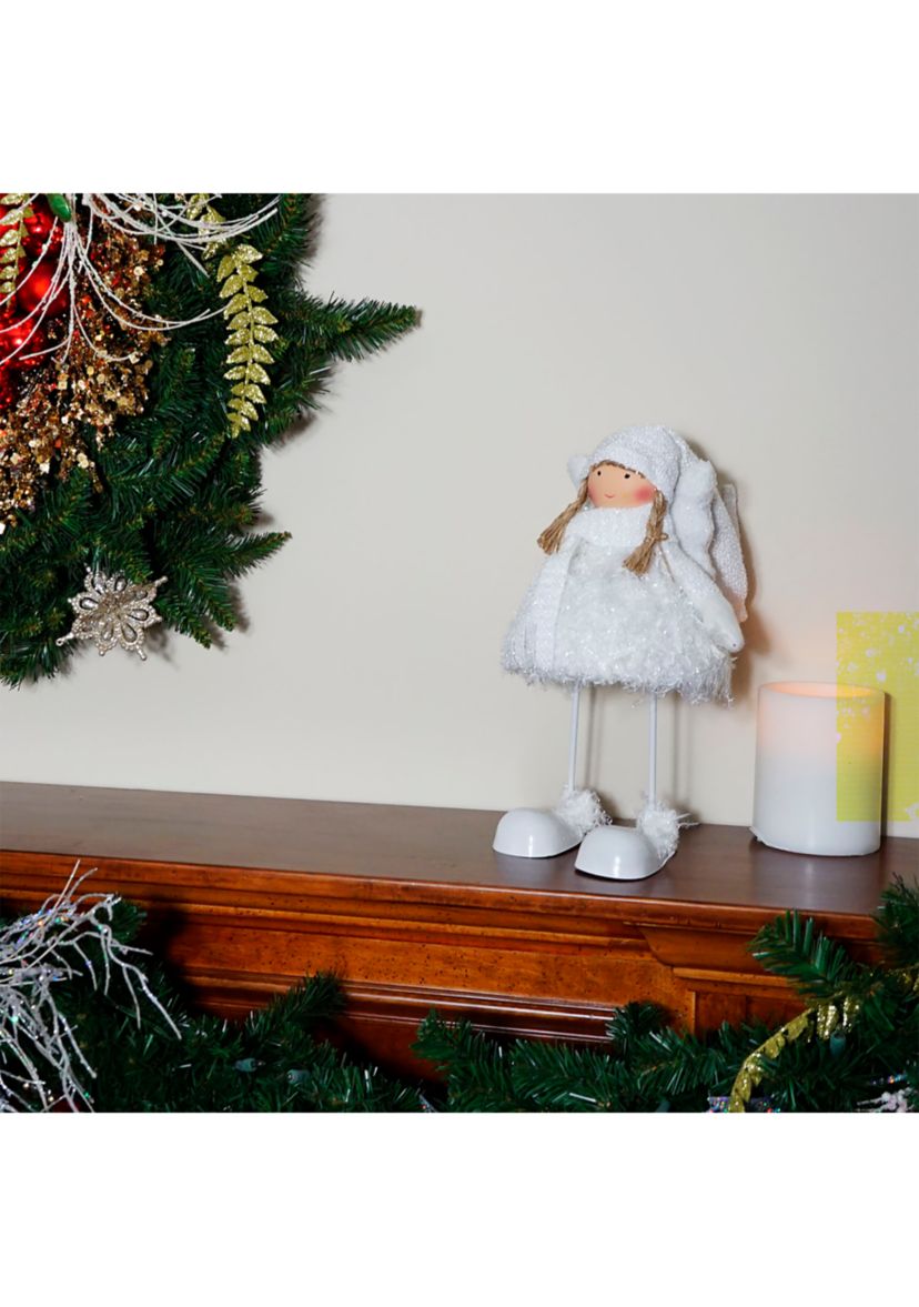 24Inch Snowy Woodlands Plush White Angel Bobble Girl Christmas Figure