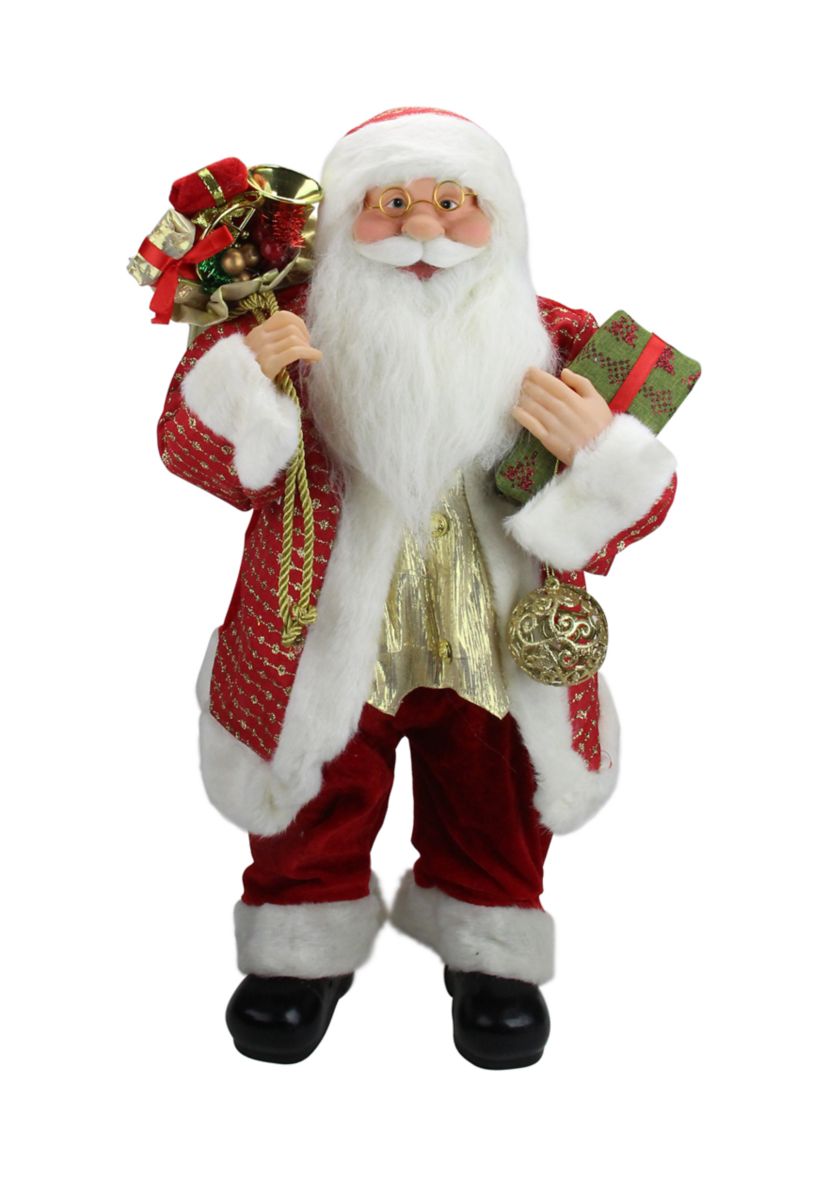24.5 Inch Red Snazzy Standing Santa Christmas Ornament and Gifts Figurine