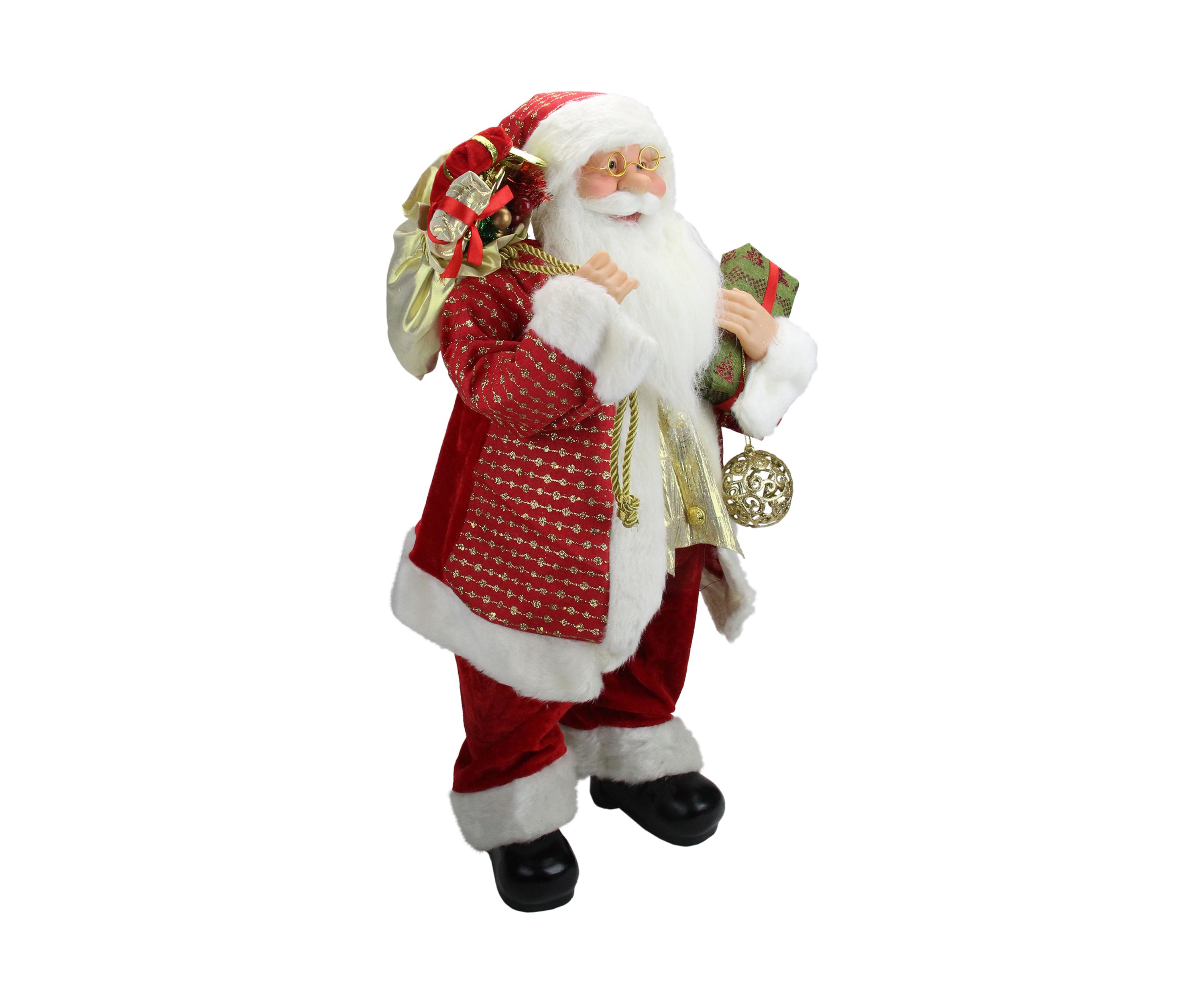 24.5 Inch Red Snazzy Standing Santa Christmas Ornament and Gifts Figurine