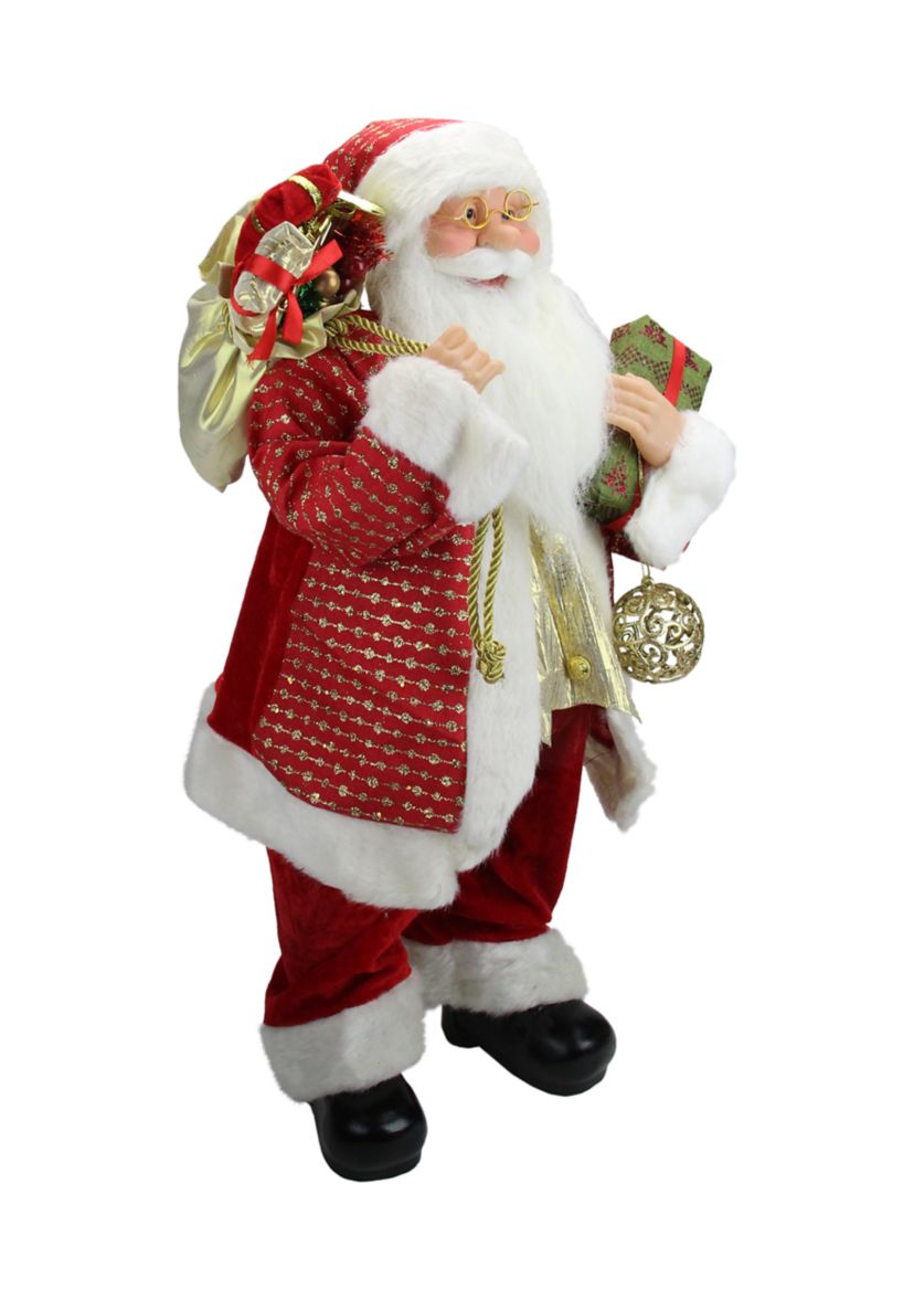 24.5 Inch Red Snazzy Standing Santa Christmas Ornament and Gifts Figurine
