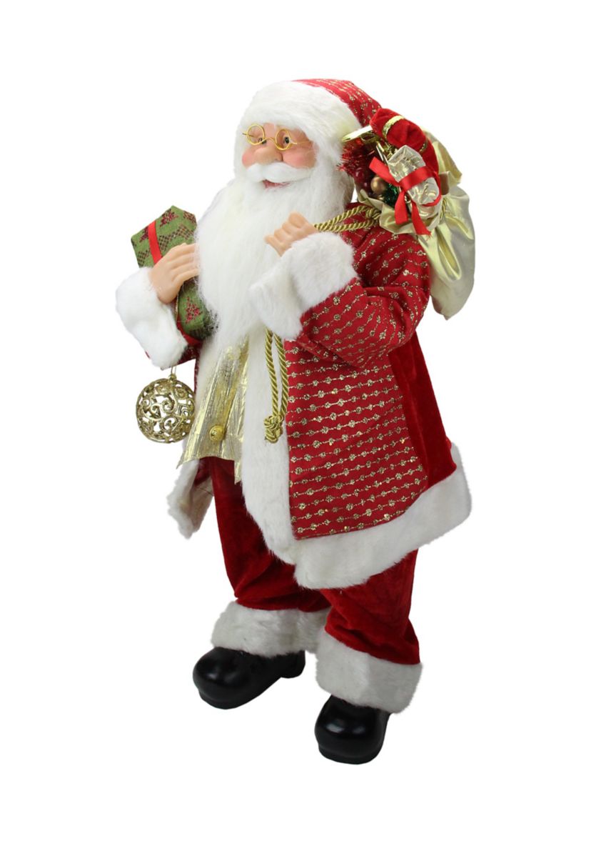 24.5 Inch Red Snazzy Standing Santa Christmas Ornament and Gifts Figurine