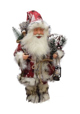 Northlight 17Inch Woodsy Standing Santa Claus Christmas Figure With Lantern And Snowshoes