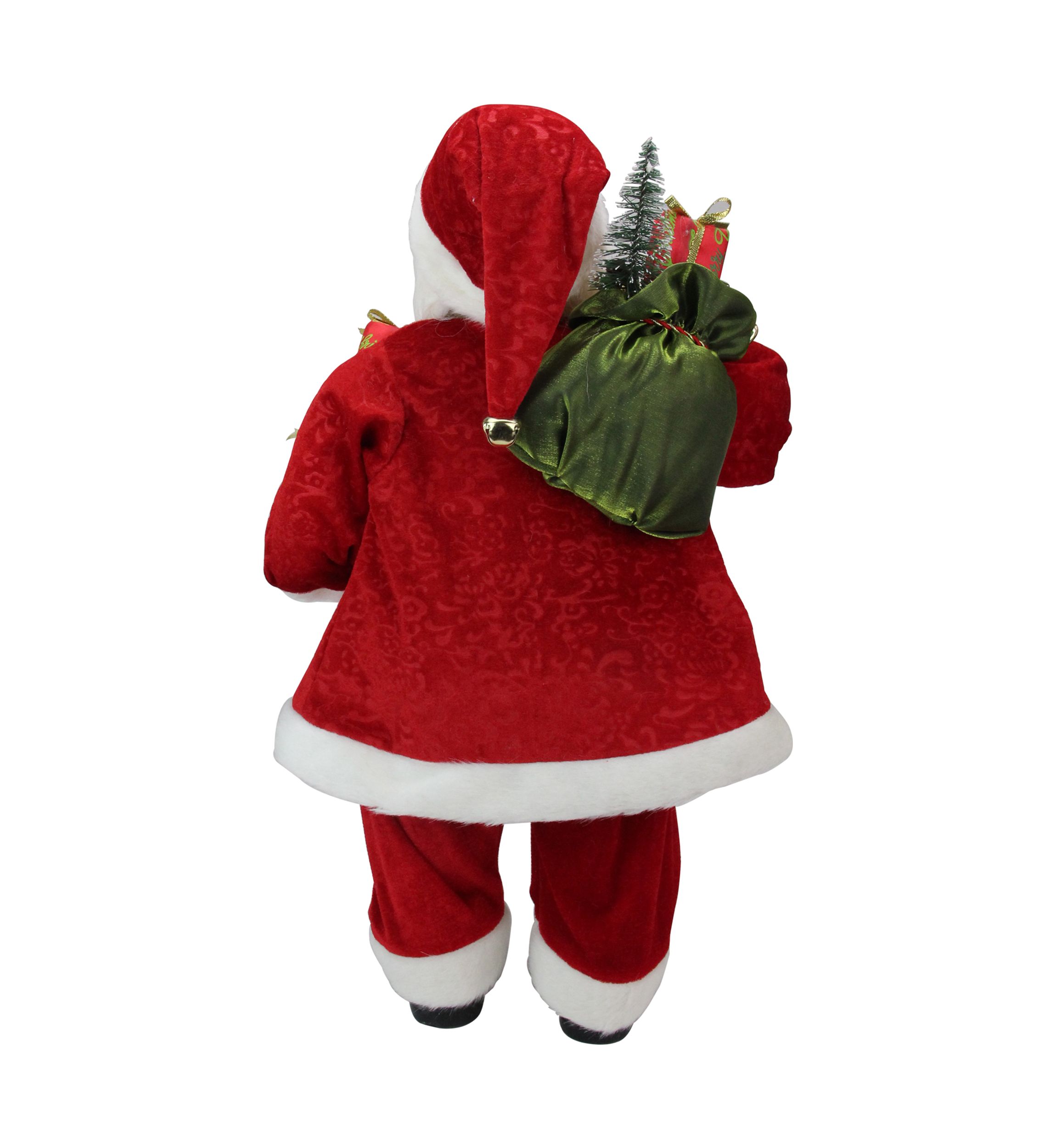 24Inch Red and White Santa Claus Christmas Figurine with Presents and Drum