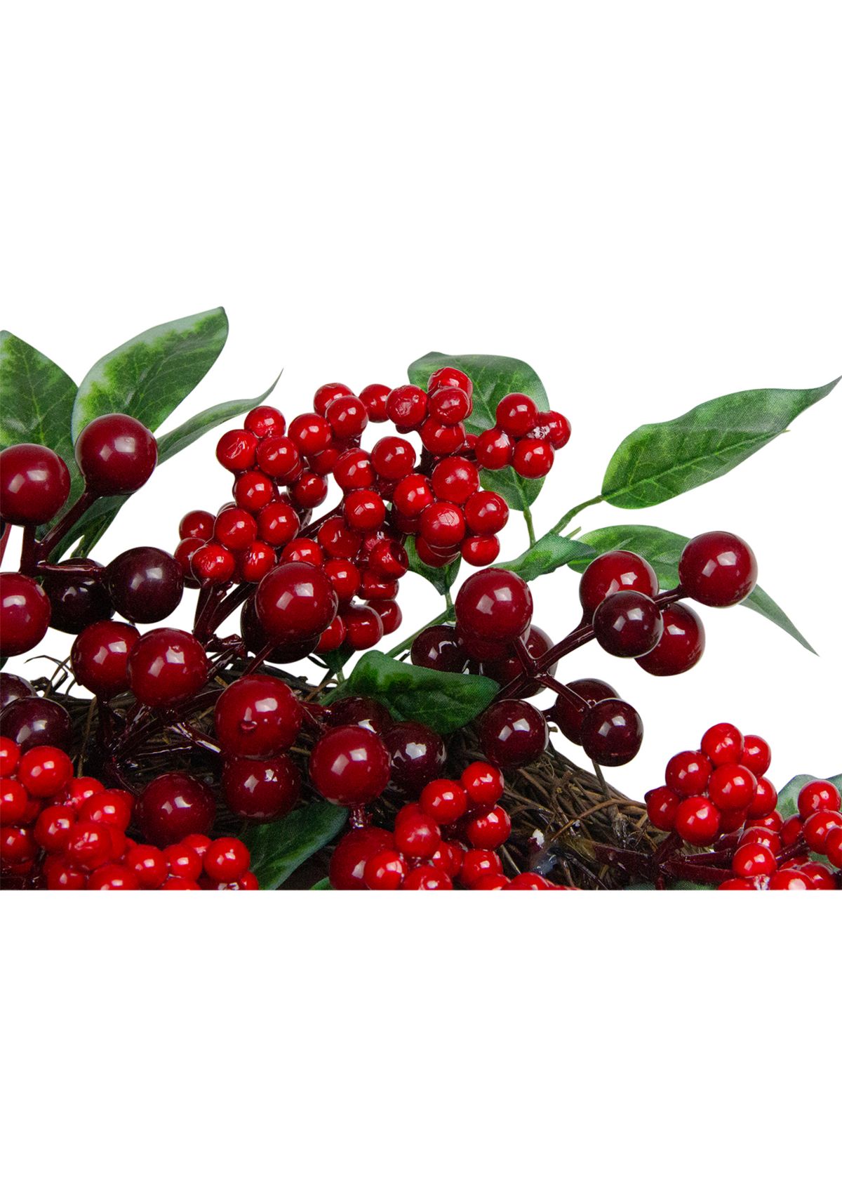 Red Berries and Two-Tone Green Leaves Artificial Christmas Wreath - 18-Inch  Unlit