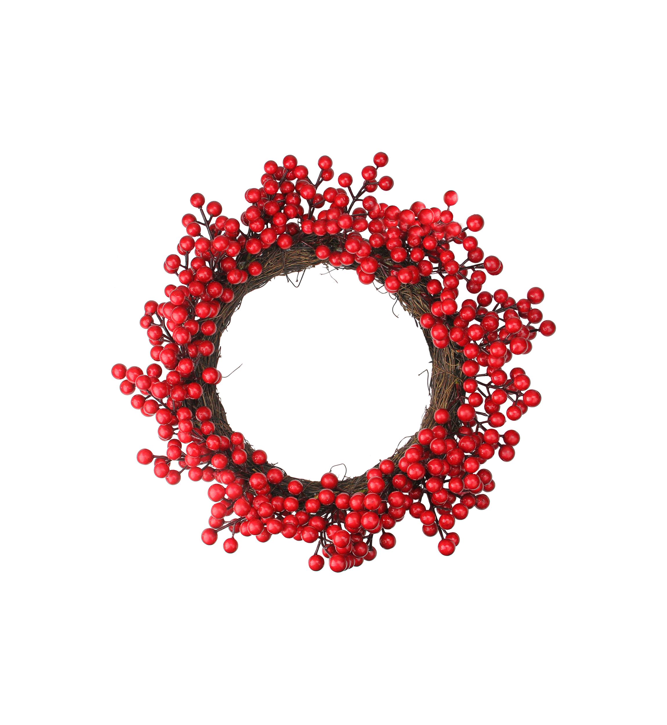 Crimson and Merlot Red Berries Artificial Winter Christmas Wreath - 16-Inch  Unlit