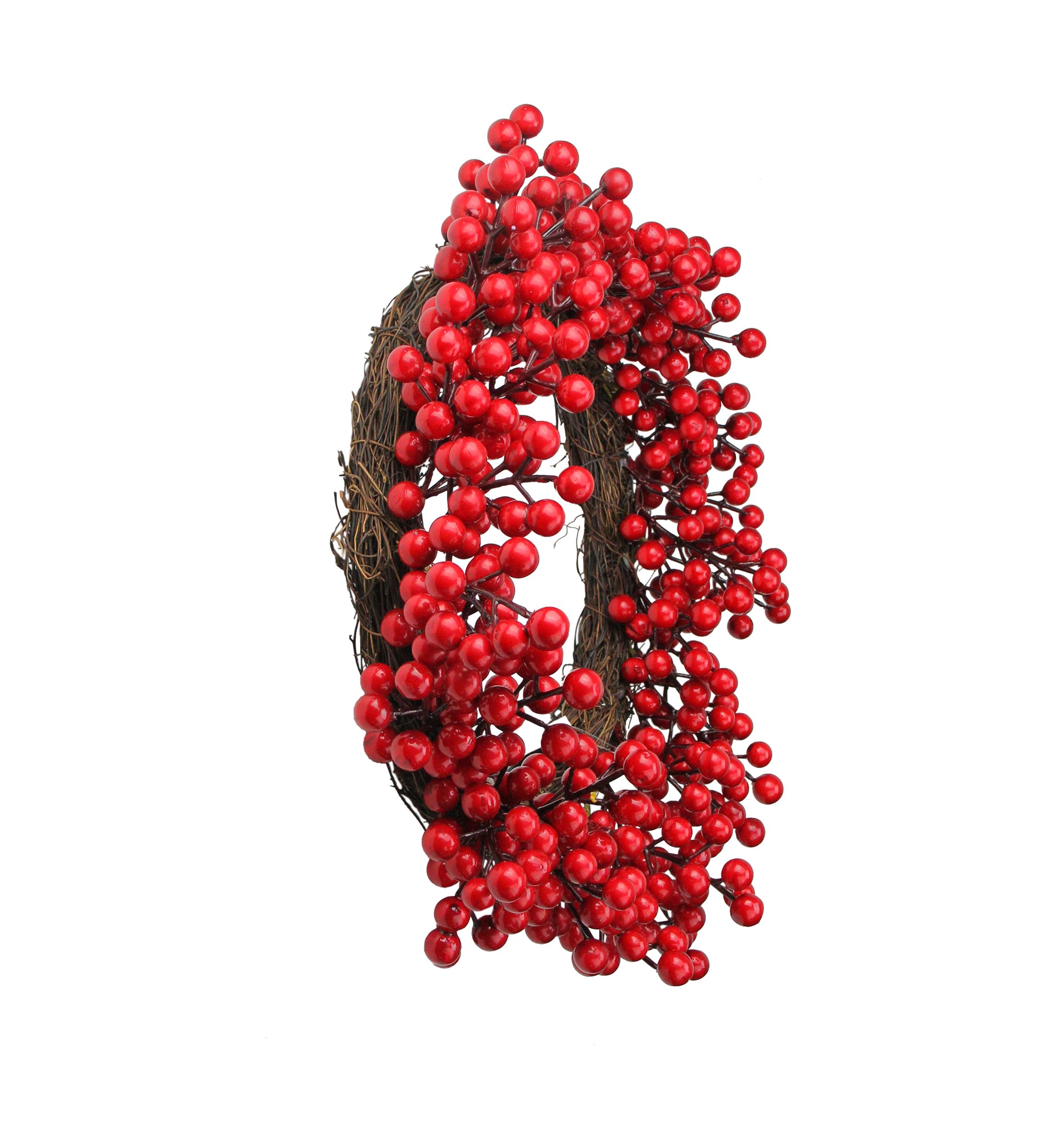 Crimson and Merlot Red Berries Artificial Winter Christmas Wreath - 16-Inch  Unlit