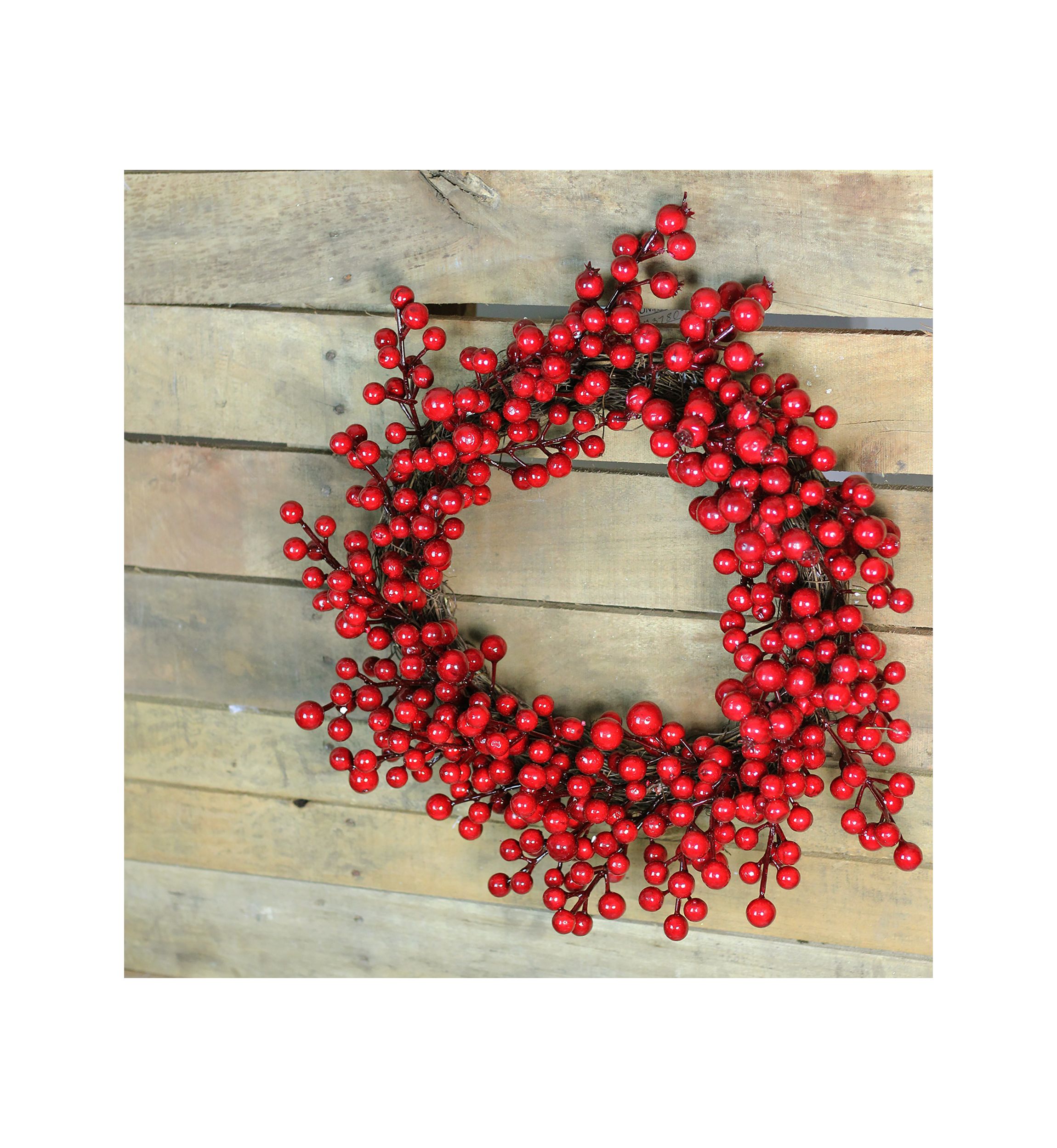 Crimson and Merlot Red Berries Artificial Winter Christmas Wreath - 16-Inch  Unlit
