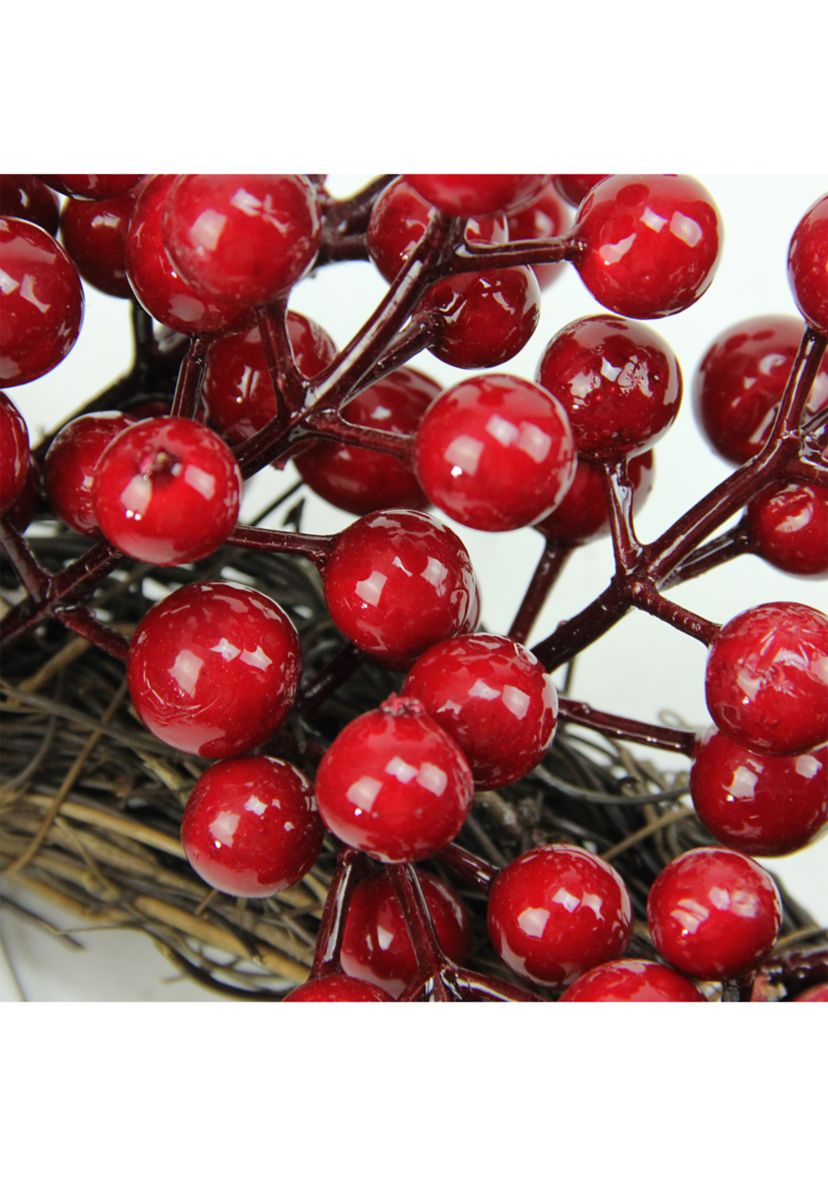 Crimson and Merlot Red Berries Artificial Winter Christmas Wreath - 16-Inch  Unlit