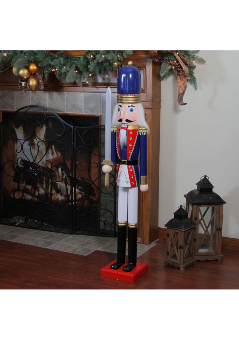 48.25Inch Blue and White Christmas Nutcracker Soldier with Sword