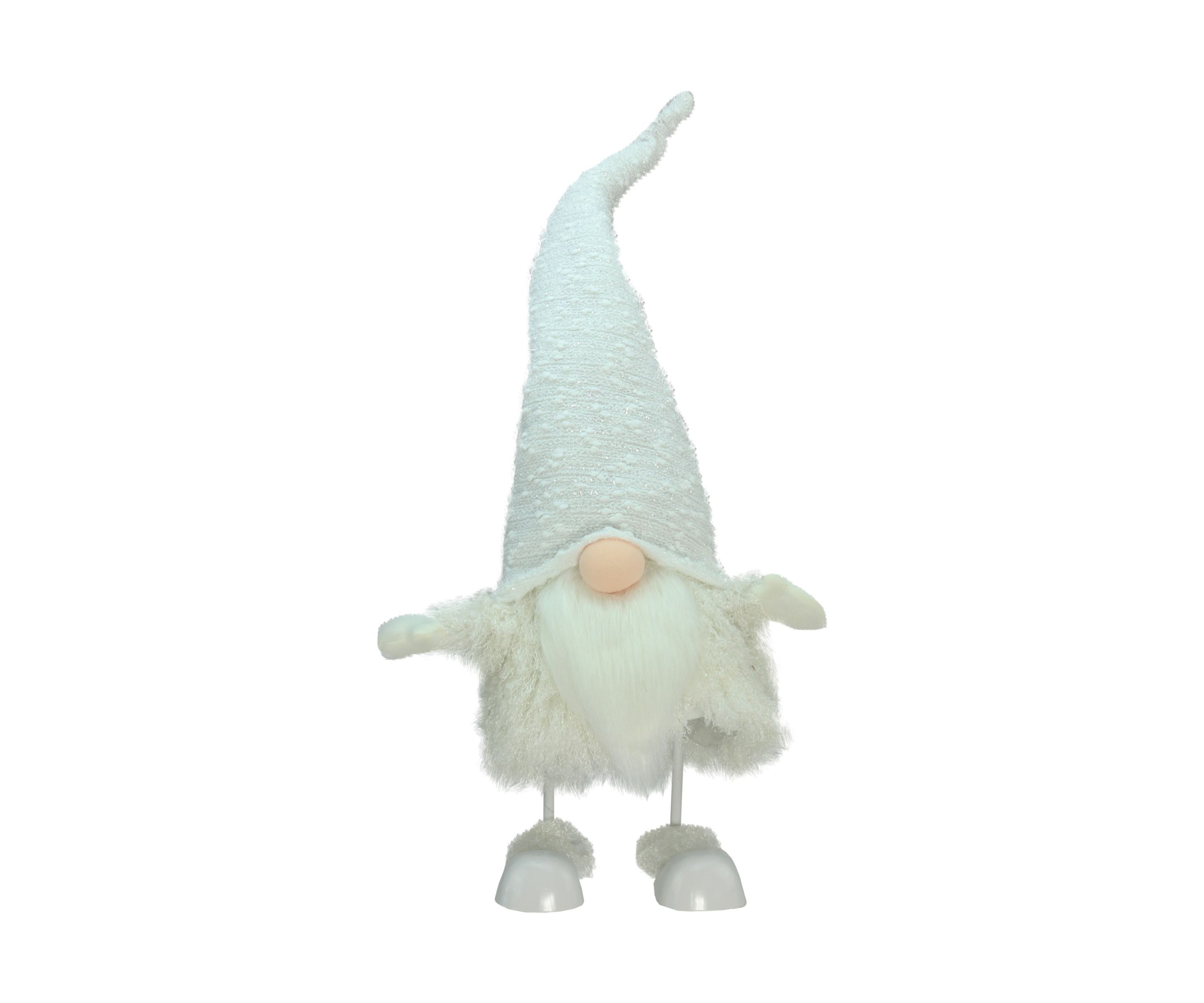 24Inch Pure White Sparkling Saul Bobble Action Christmas Gnome