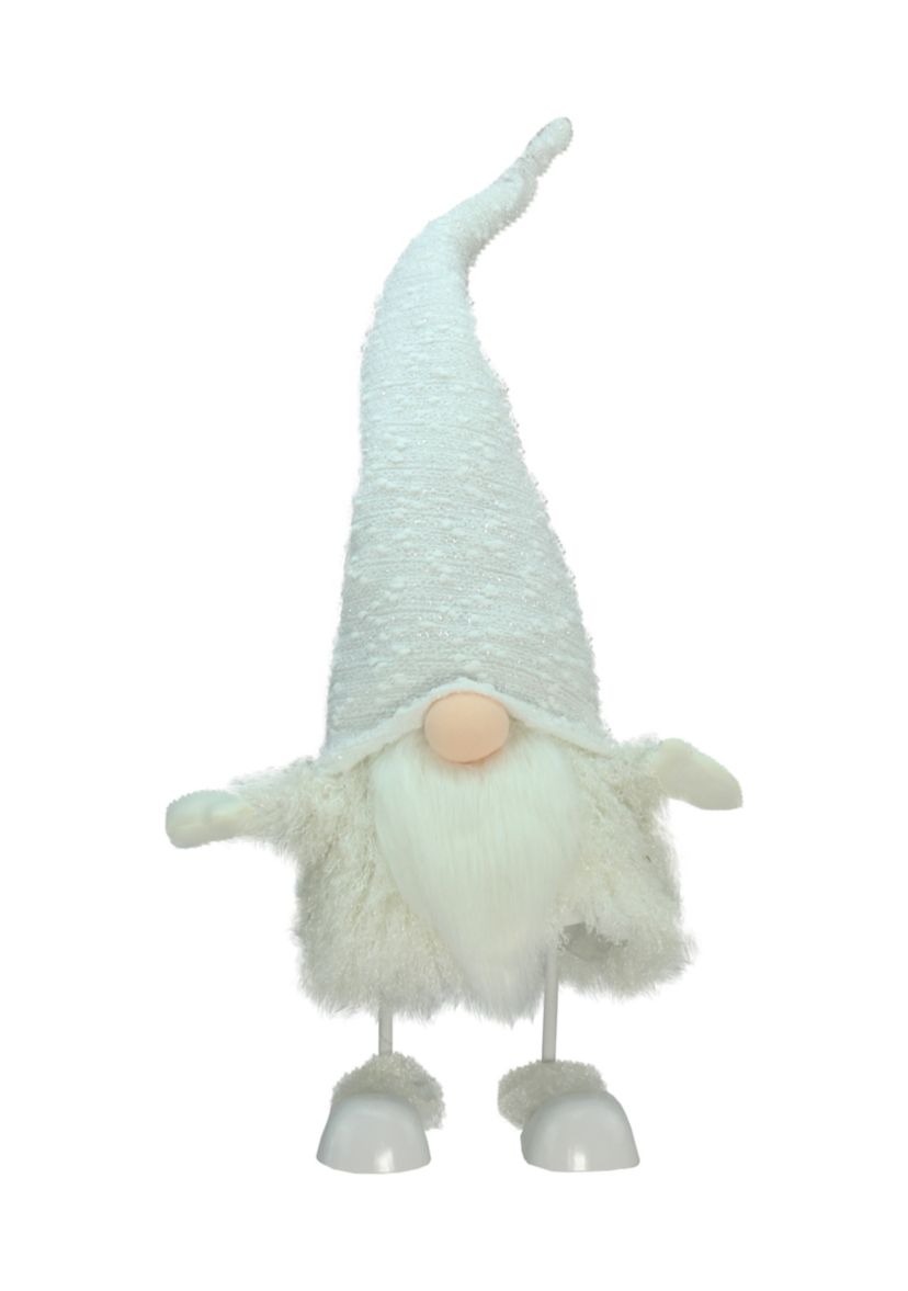 24Inch Pure White Sparkling Saul Bobble Action Christmas Gnome