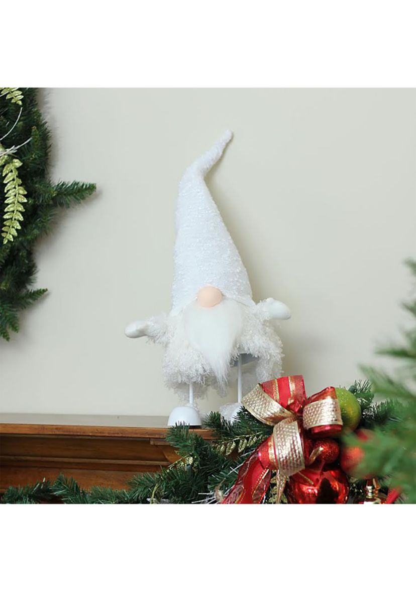 24Inch Pure White Sparkling Saul Bobble Action Christmas Gnome