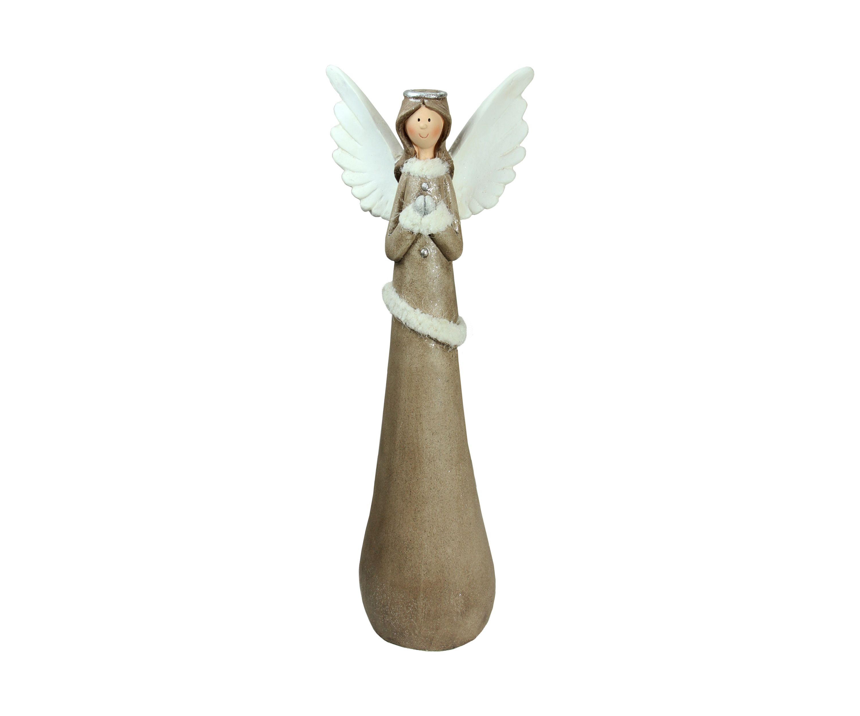 24Inch Brown and Silver Praying Angel Christmas Tabletop Figure