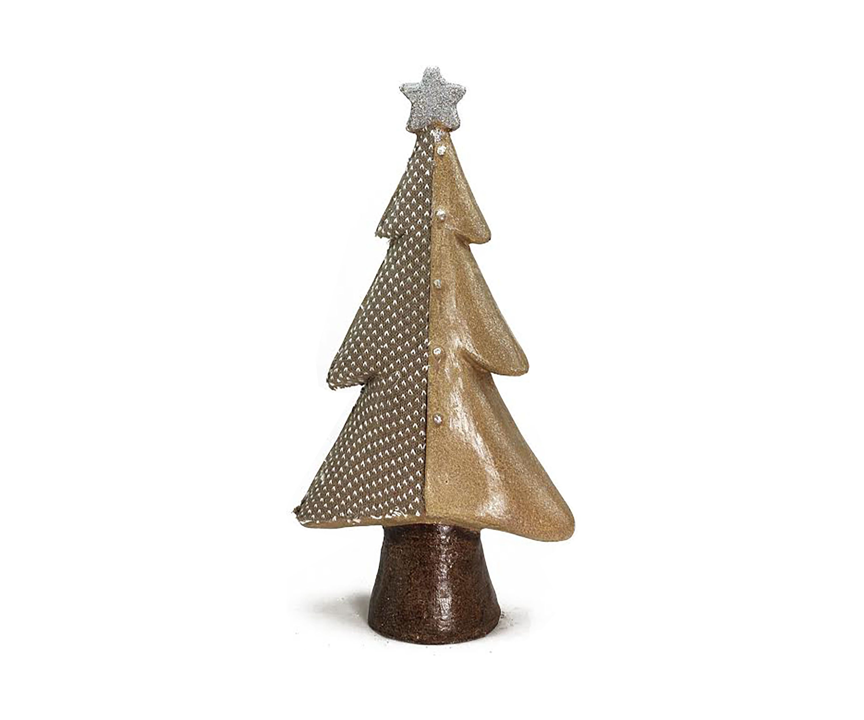 18Inch Brown and Silver Christmas Tree With a Glitter Star Tabletop Decor
