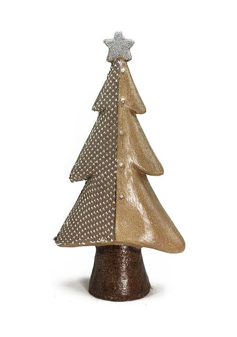 18Inch Brown and Silver Christmas Tree With a Glitter Star Tabletop Decor