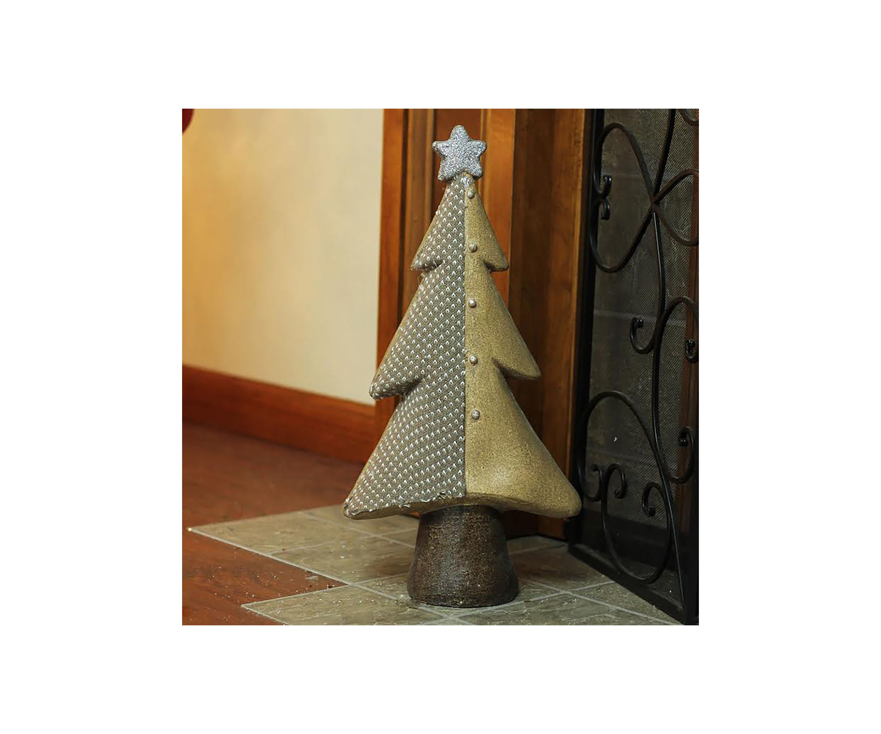 18Inch Brown and Silver Christmas Tree With a Glitter Star Tabletop Decor