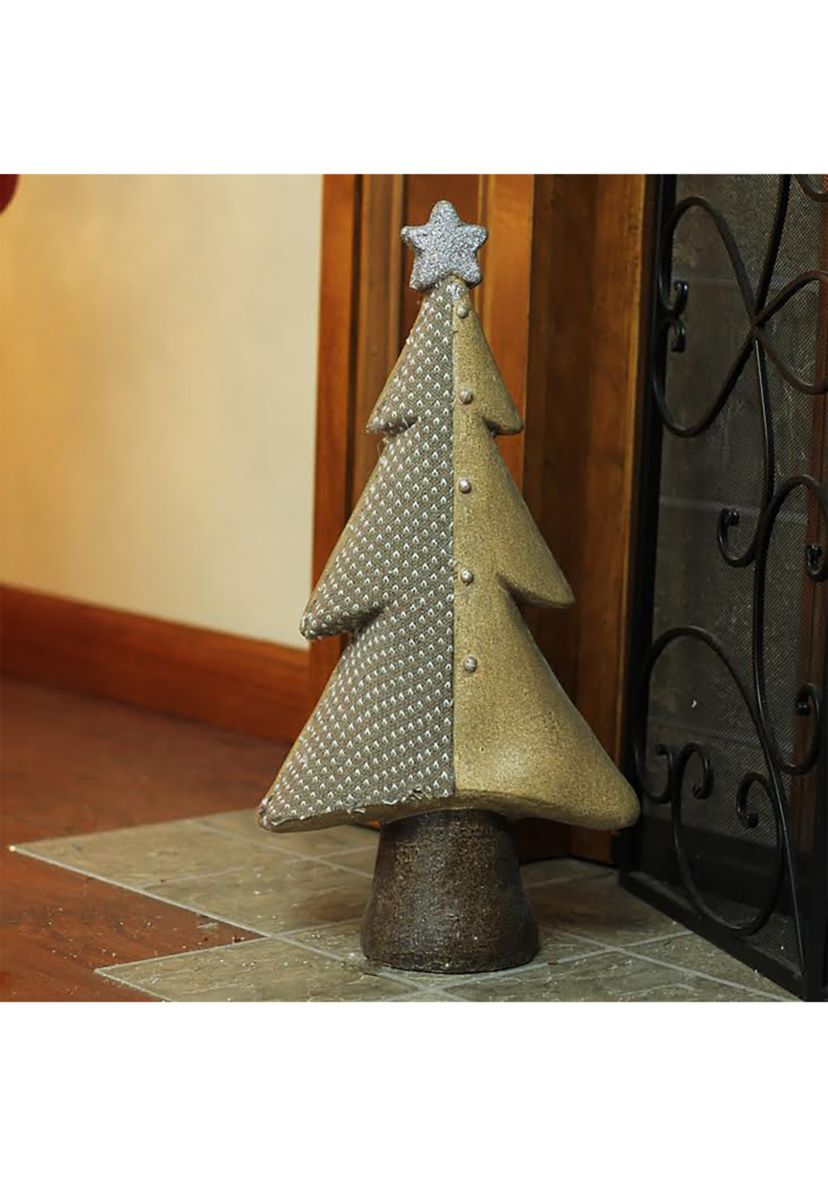18Inch Brown and Silver Christmas Tree With a Glitter Star Tabletop Decor