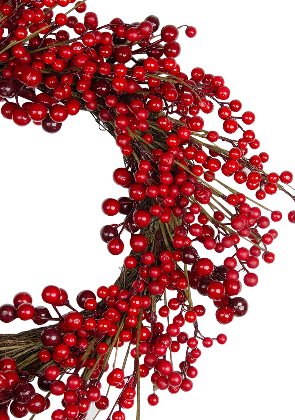 Red Berry Artificial Christmas Twig Wreath - 20-Inch  Unlit