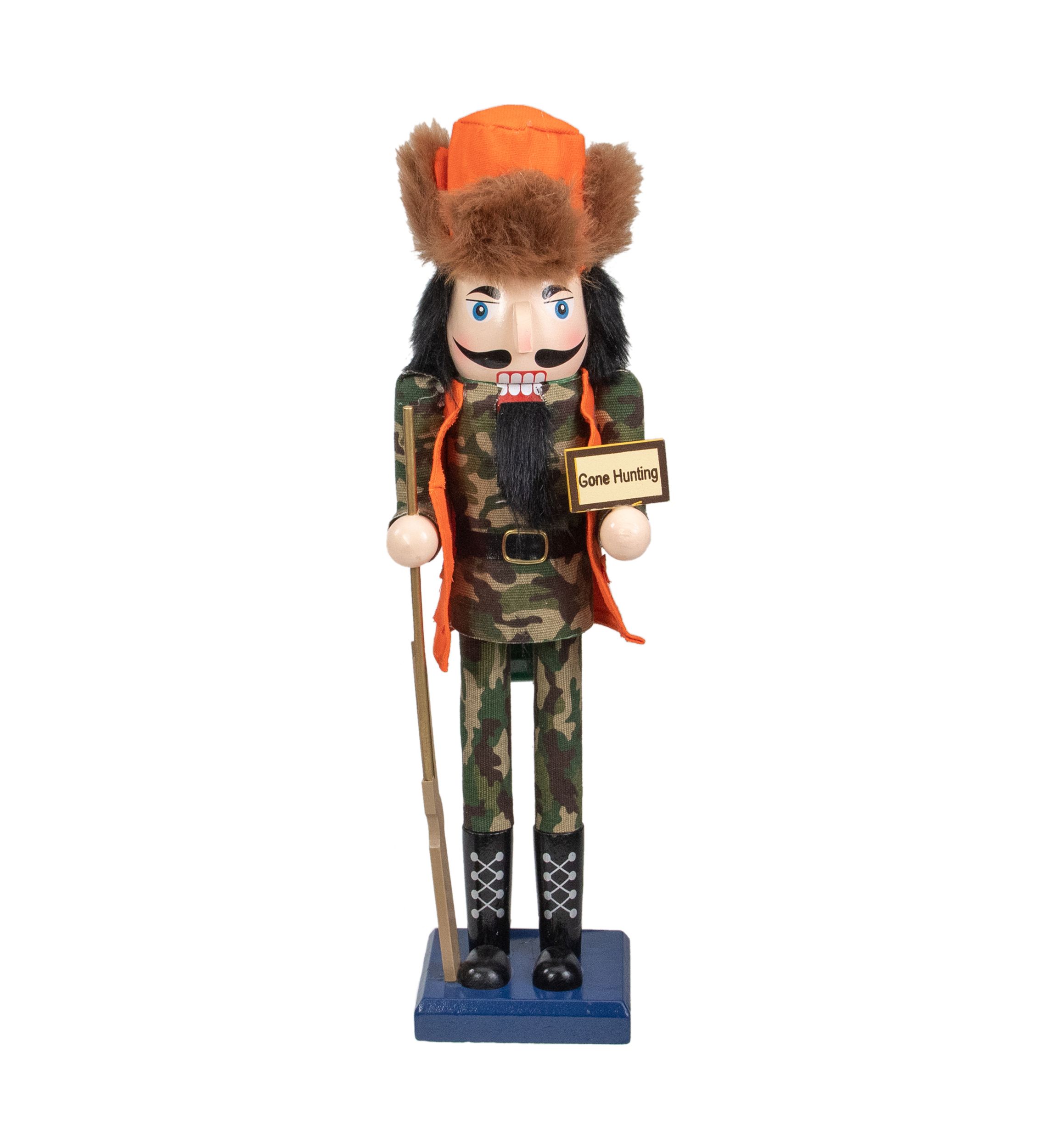 15Inch Orange and Green InchGone HuntingInch Christmas Nutcracker in Camouflage