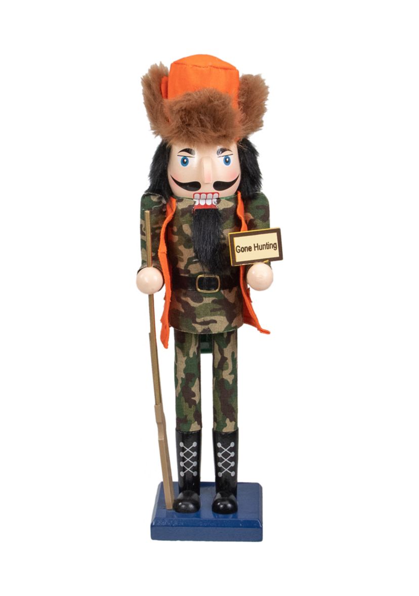 15Inch Orange and Green InchGone HuntingInch Christmas Nutcracker in Camouflage