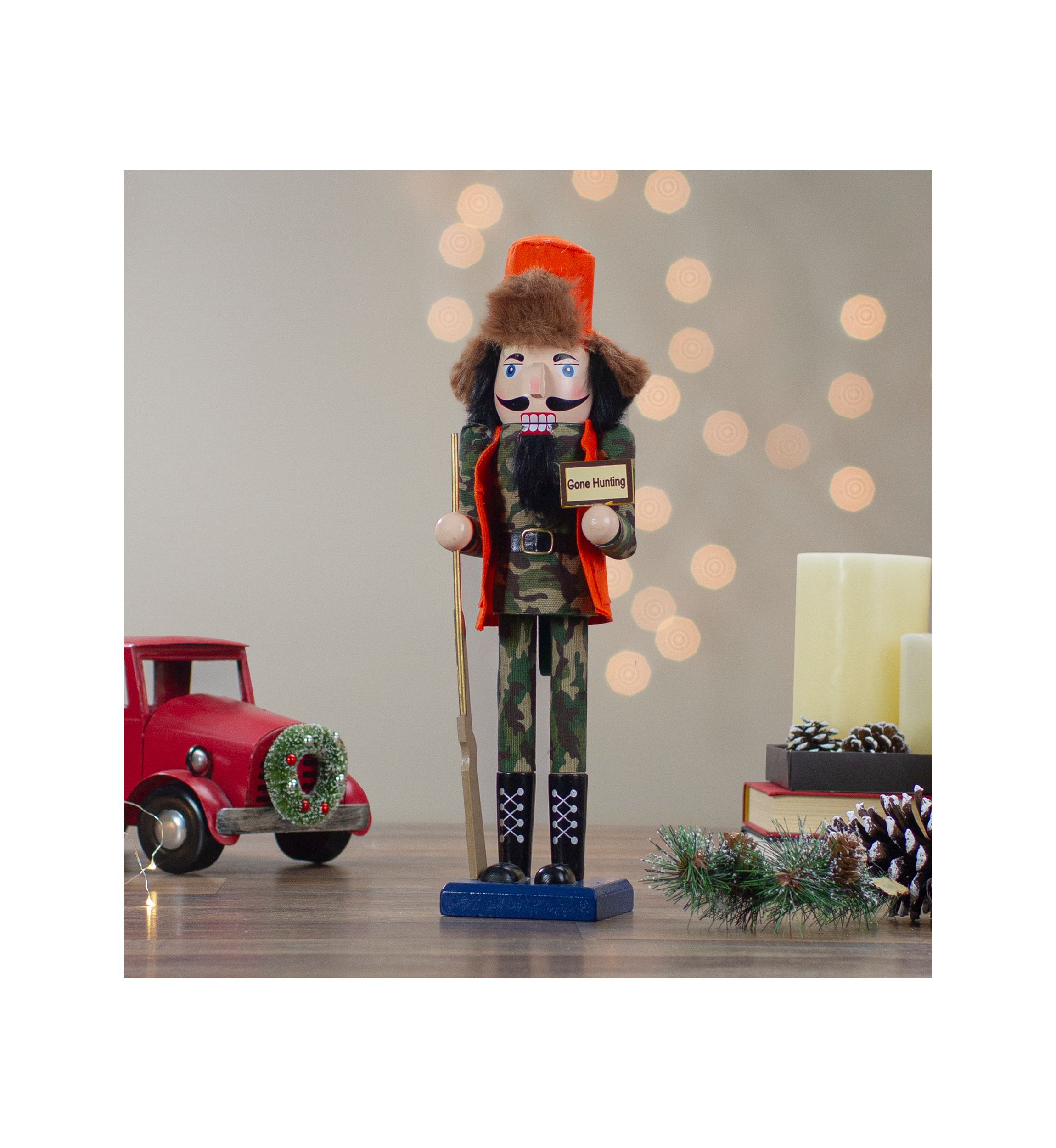 15Inch Orange and Green InchGone HuntingInch Christmas Nutcracker in Camouflage