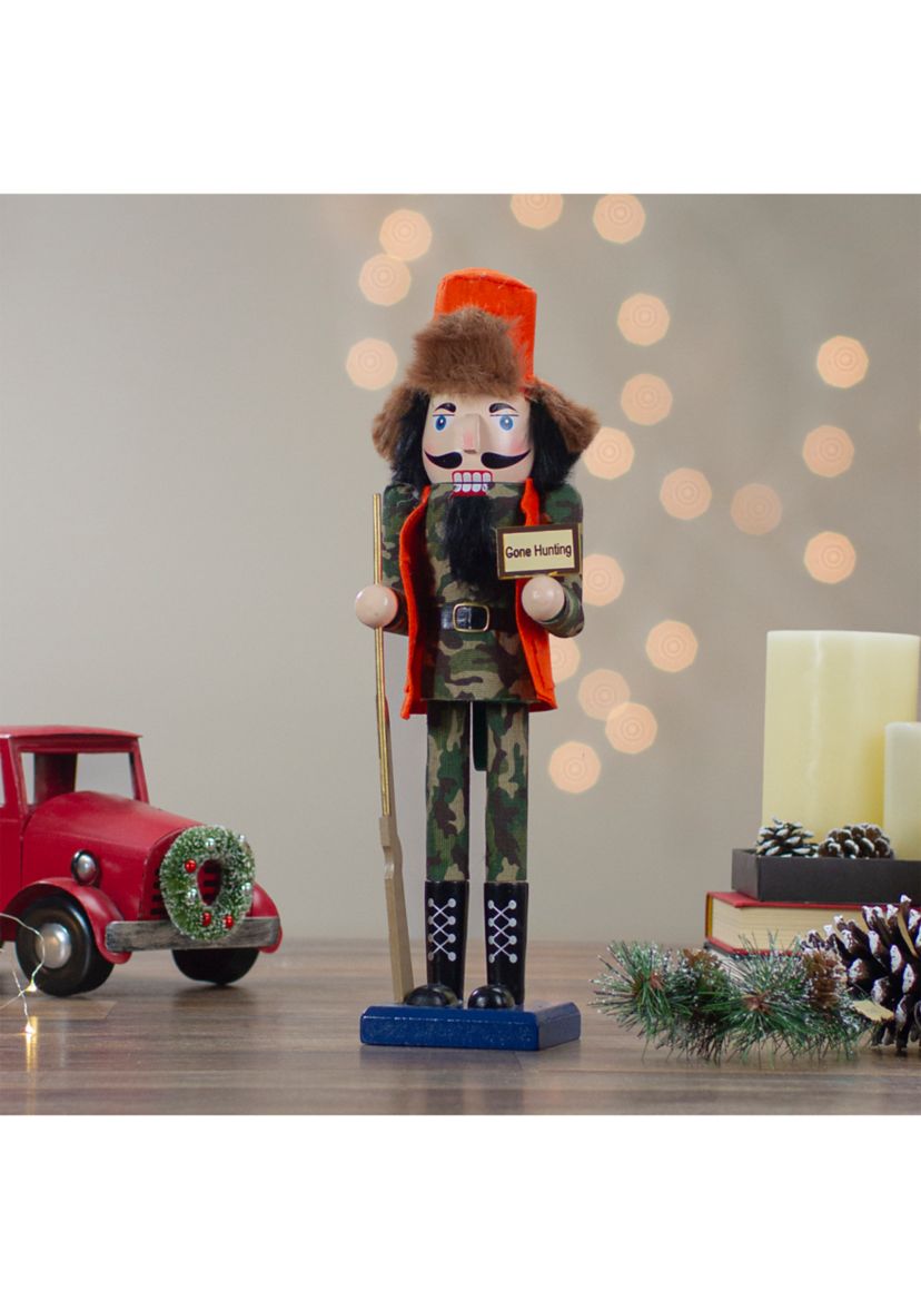 15Inch Orange and Green InchGone HuntingInch Christmas Nutcracker in Camouflage