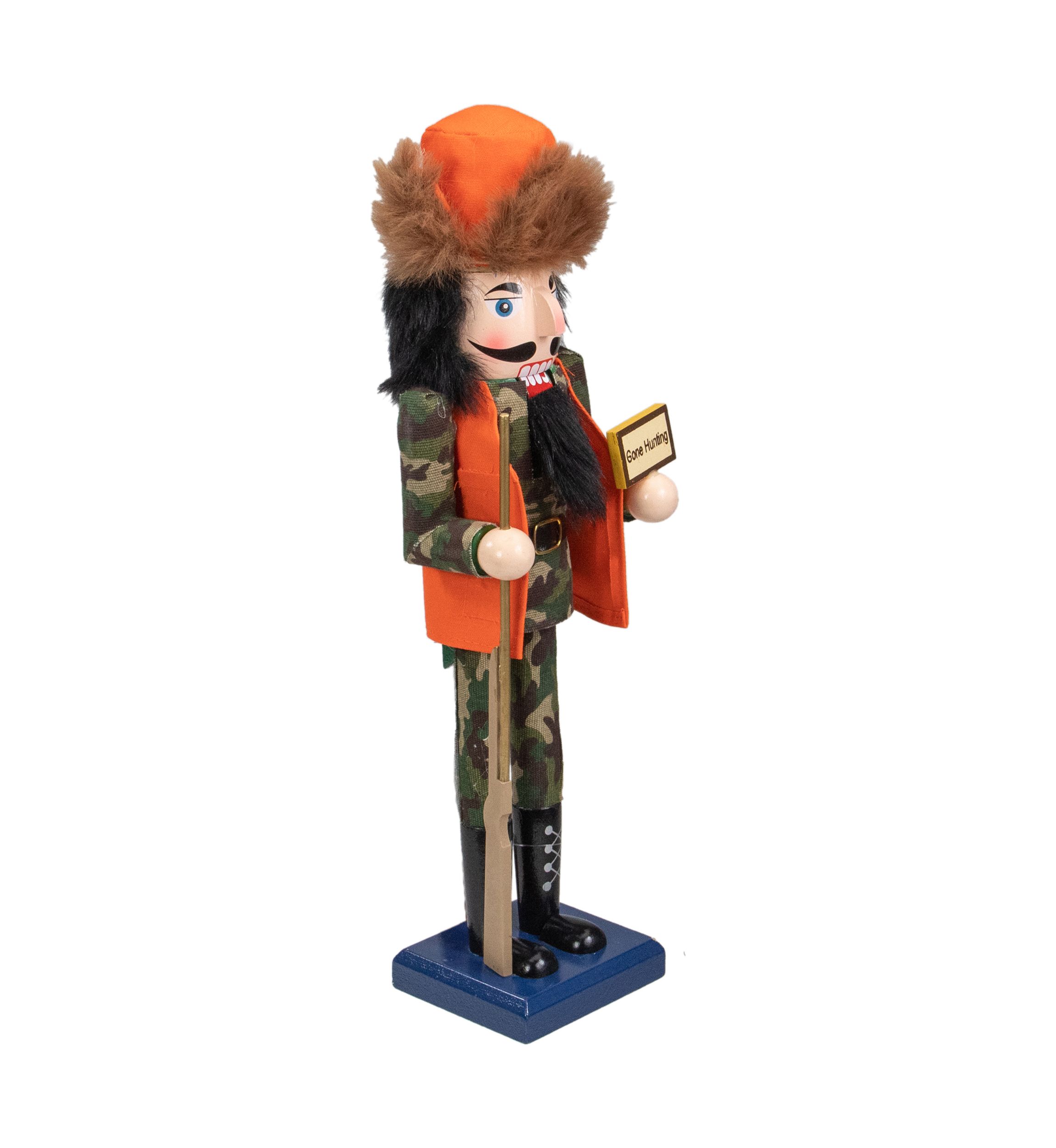 15Inch Orange and Green InchGone HuntingInch Christmas Nutcracker in Camouflage