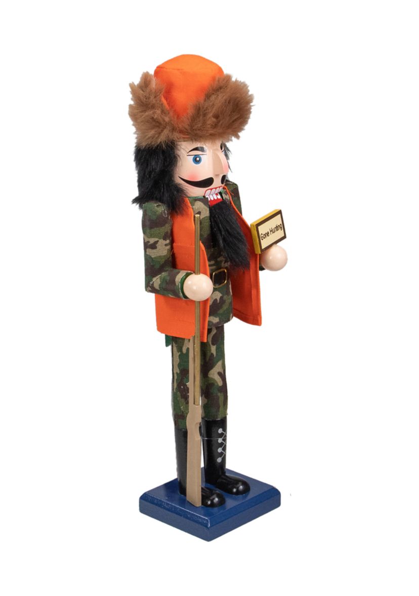 15Inch Orange and Green InchGone HuntingInch Christmas Nutcracker in Camouflage