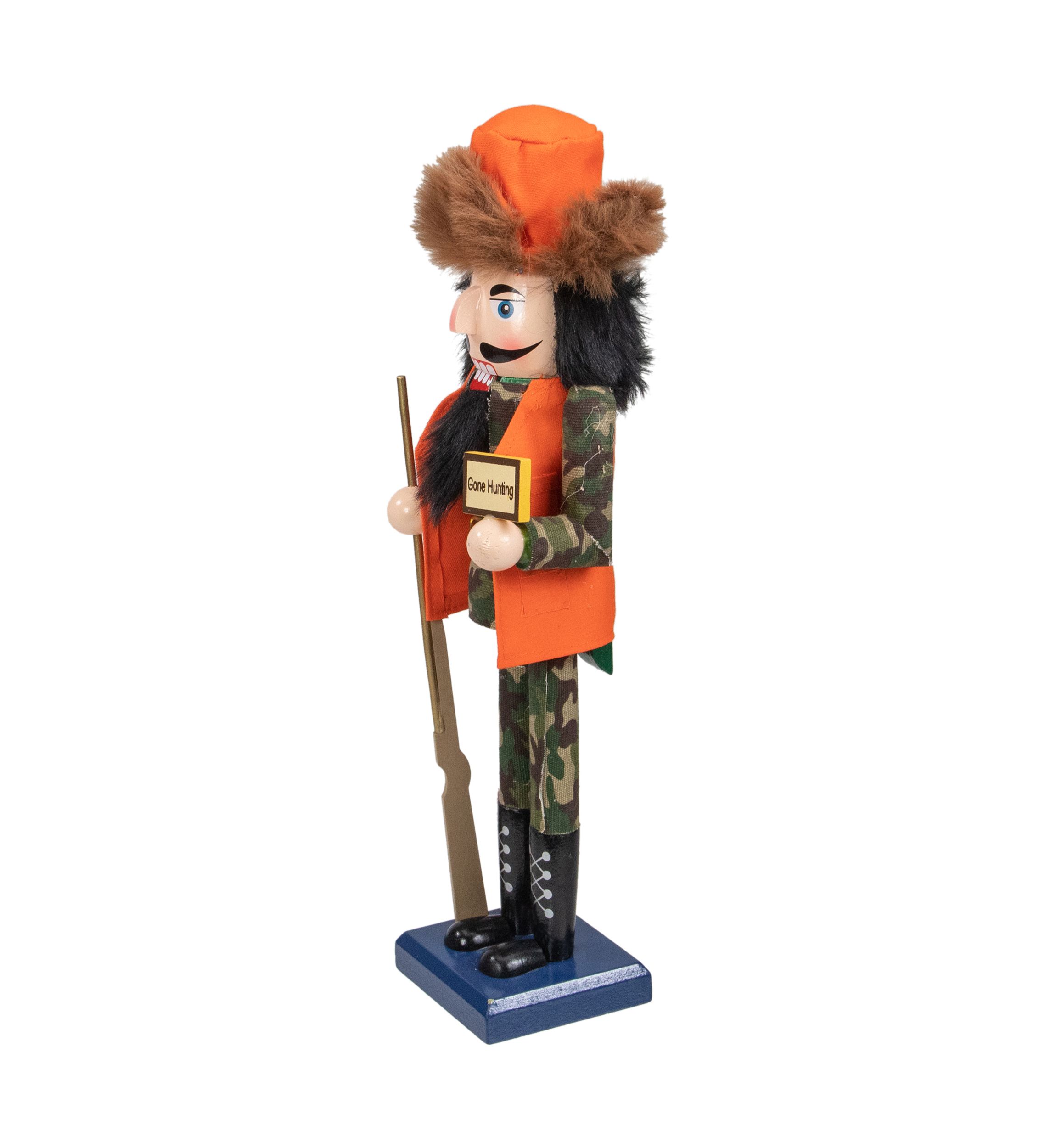 15Inch Orange and Green InchGone HuntingInch Christmas Nutcracker in Camouflage