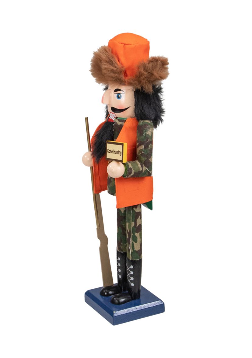 15Inch Orange and Green InchGone HuntingInch Christmas Nutcracker in Camouflage