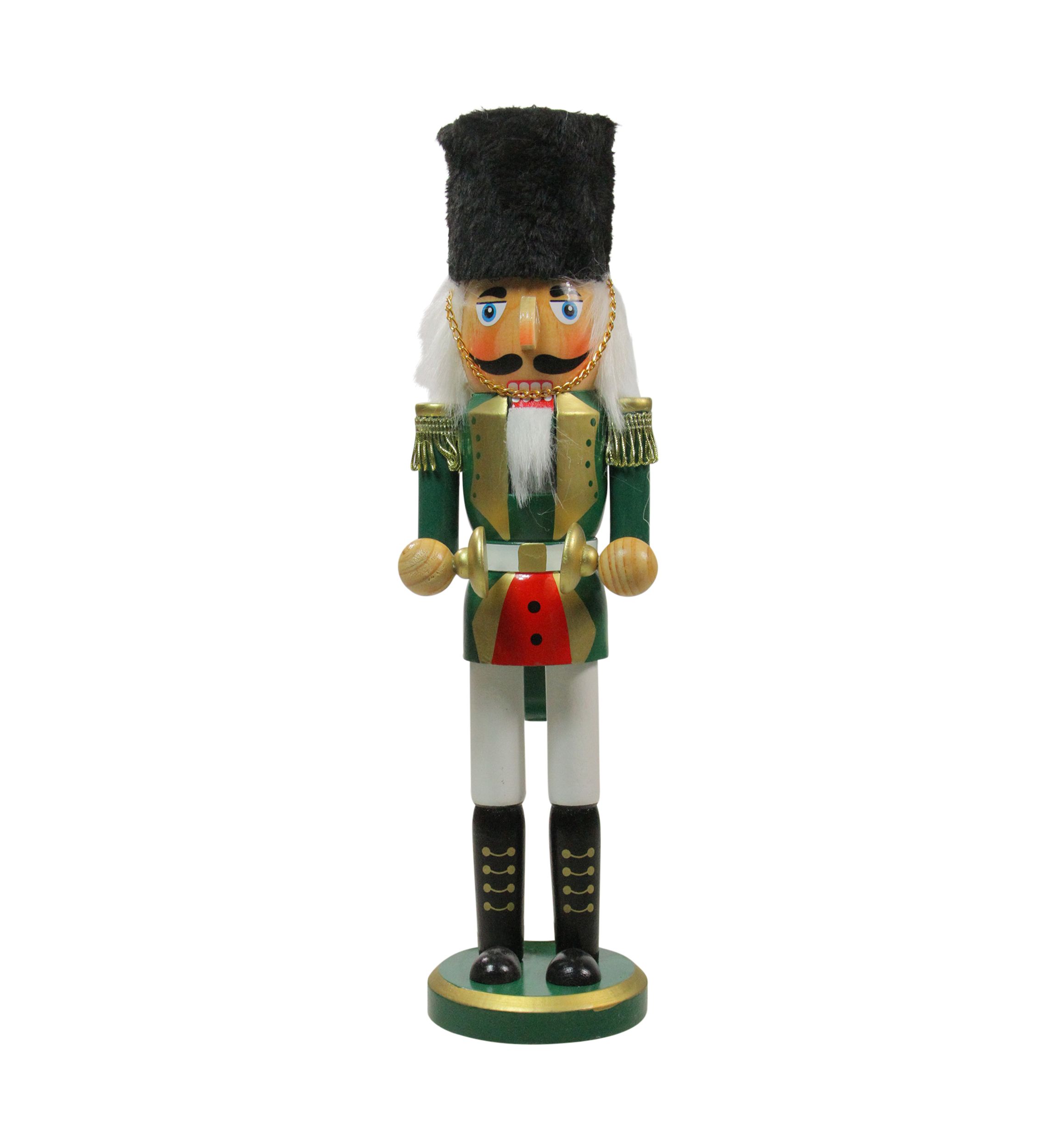 14Inch Green and White Cymbalist Christmas Nutcracker
