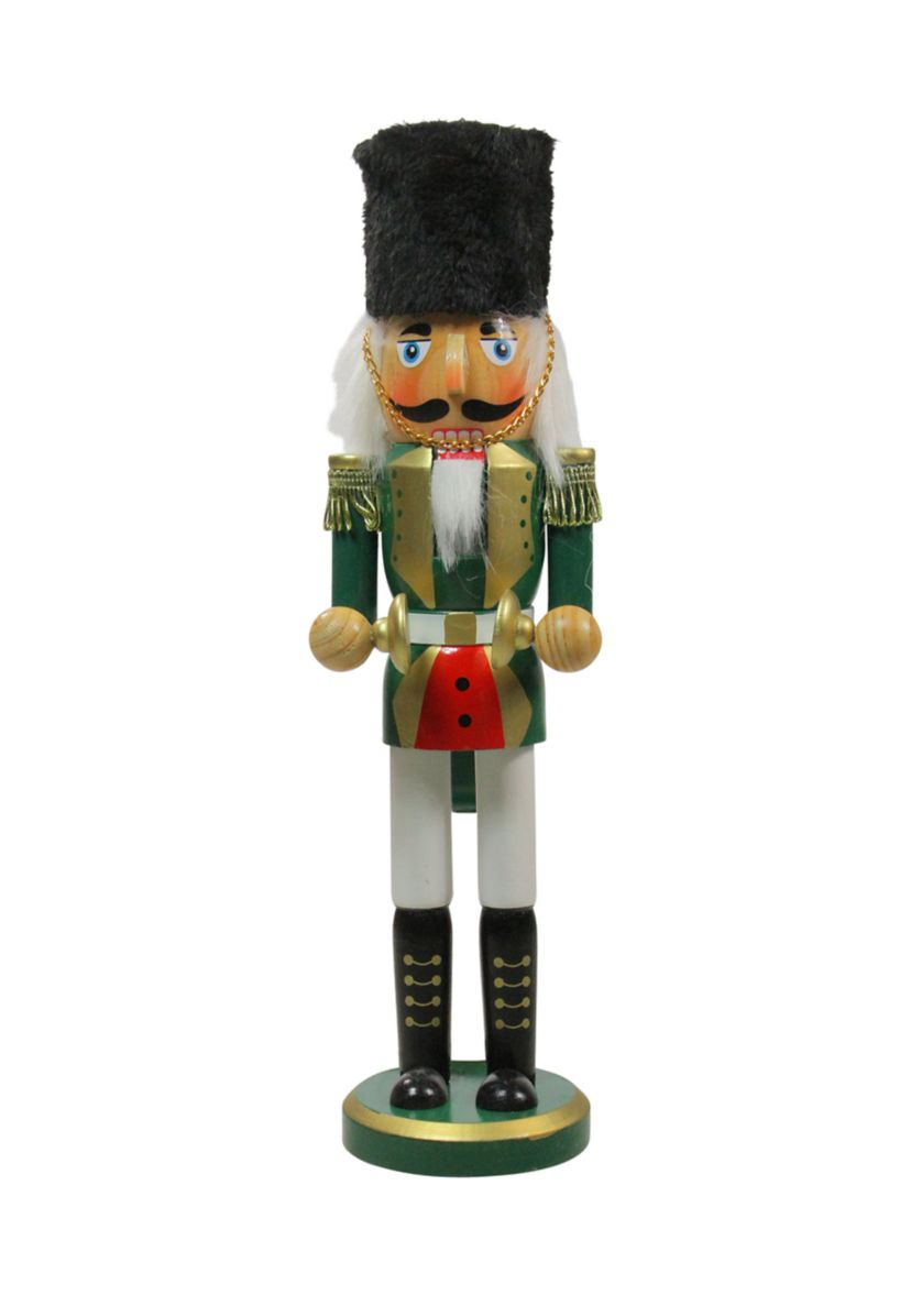 14Inch Green and White Cymbalist Christmas Nutcracker